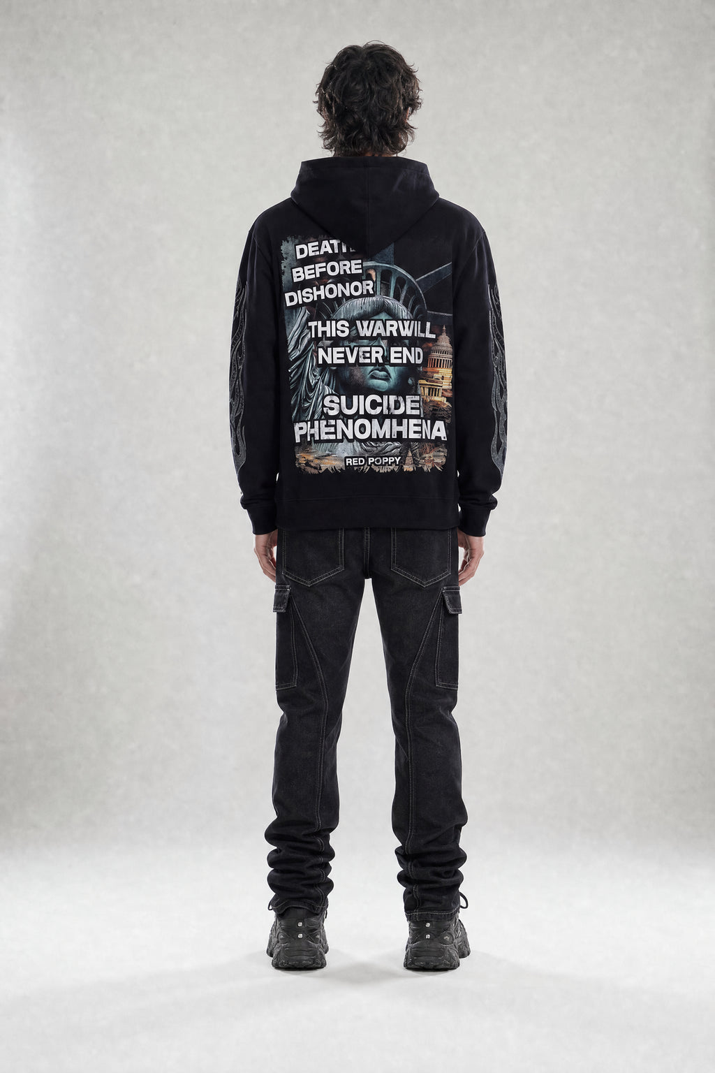 Red Poppy Liberty Hoodie - Sleeve Detail