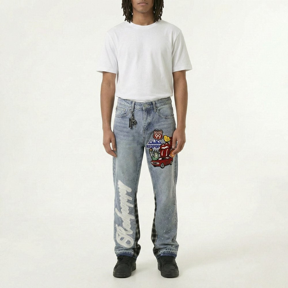 Red Poppy Car Jeans - Embellished