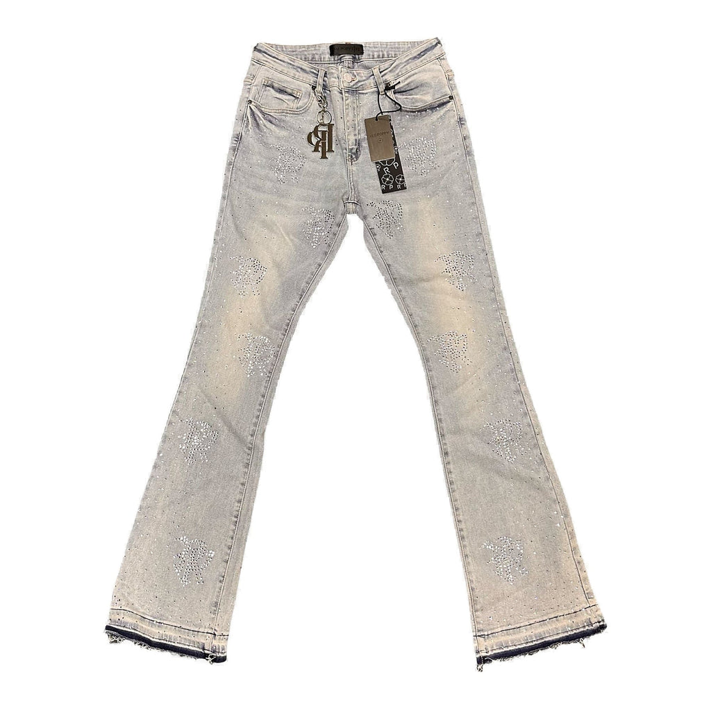 Red Poppy Embroidered Jeans - Flared Fit