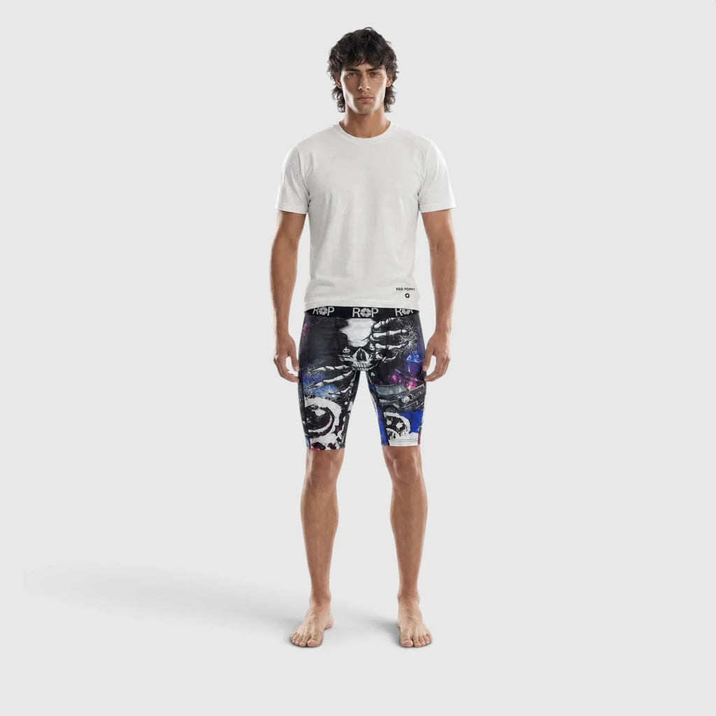 Red Poppy Skull Boxer Briefs - Graphic