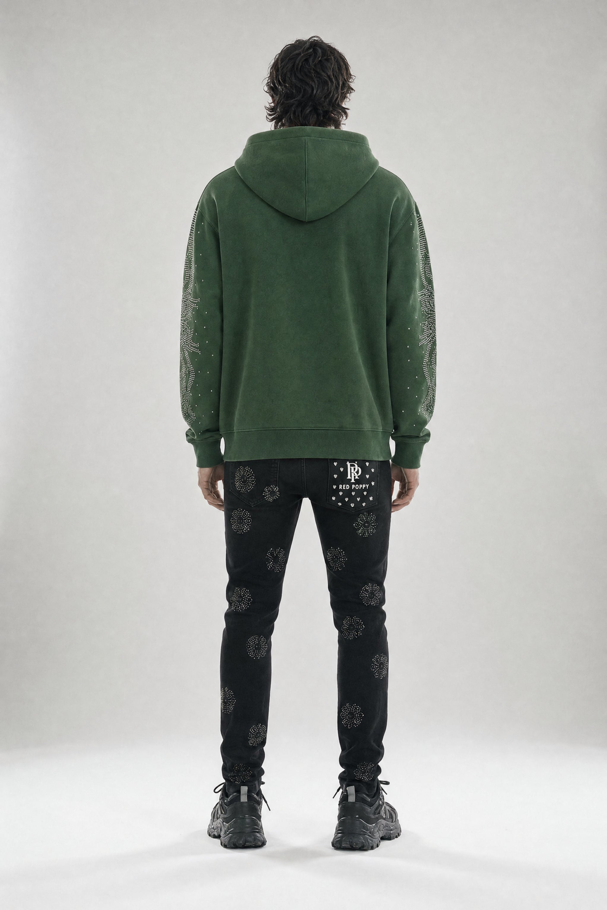 Red Poppy Floral Hoodie - Graphic Zip-Up