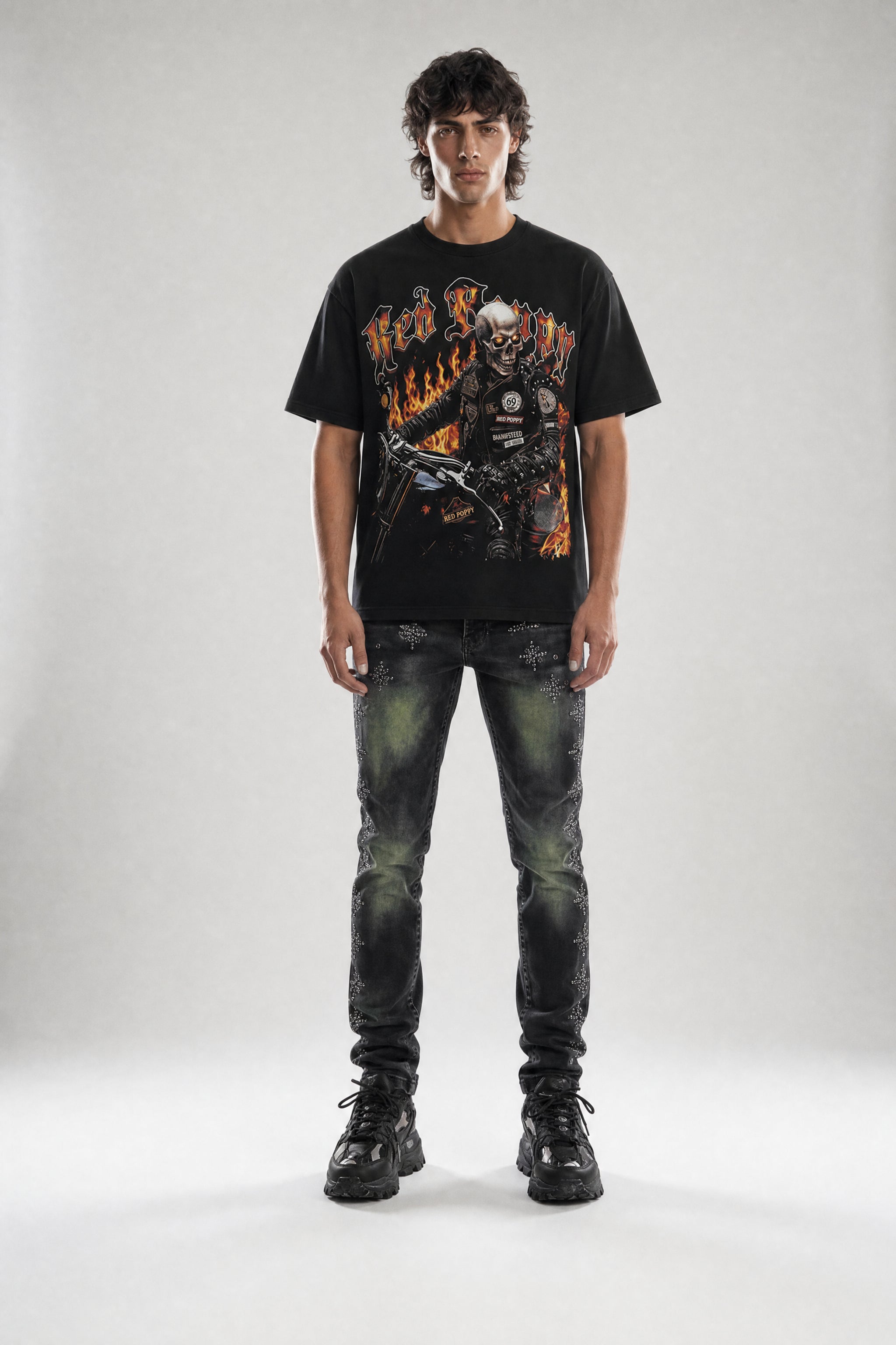 Red Poppy Skull T-Shirt - Graphic