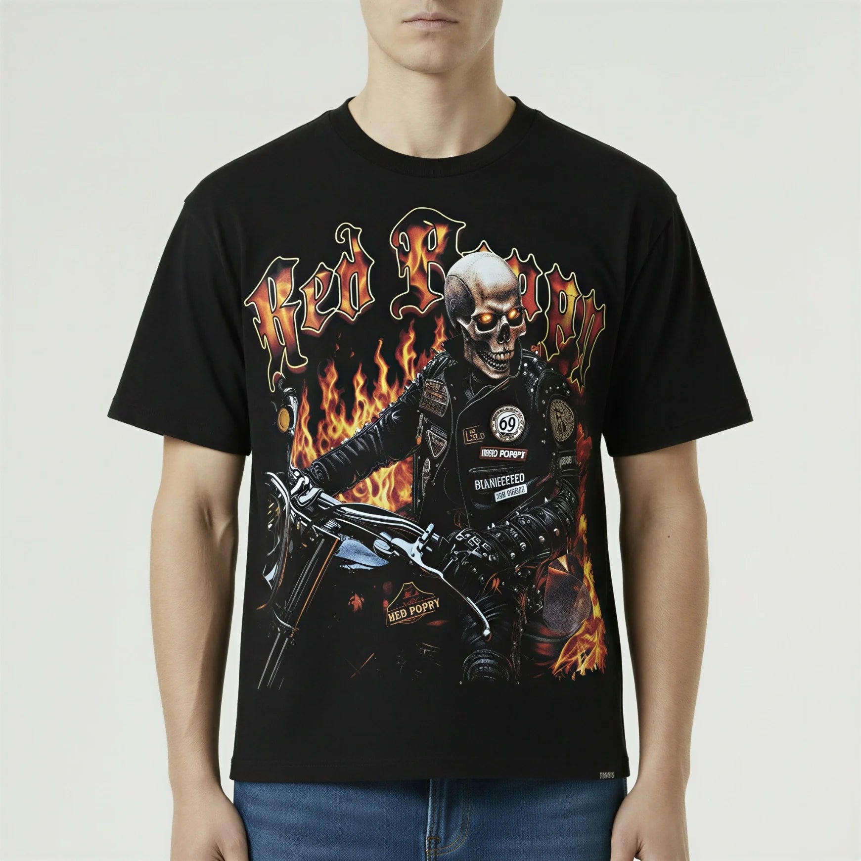 Red Poppy Biker T-Shirt - Graphic