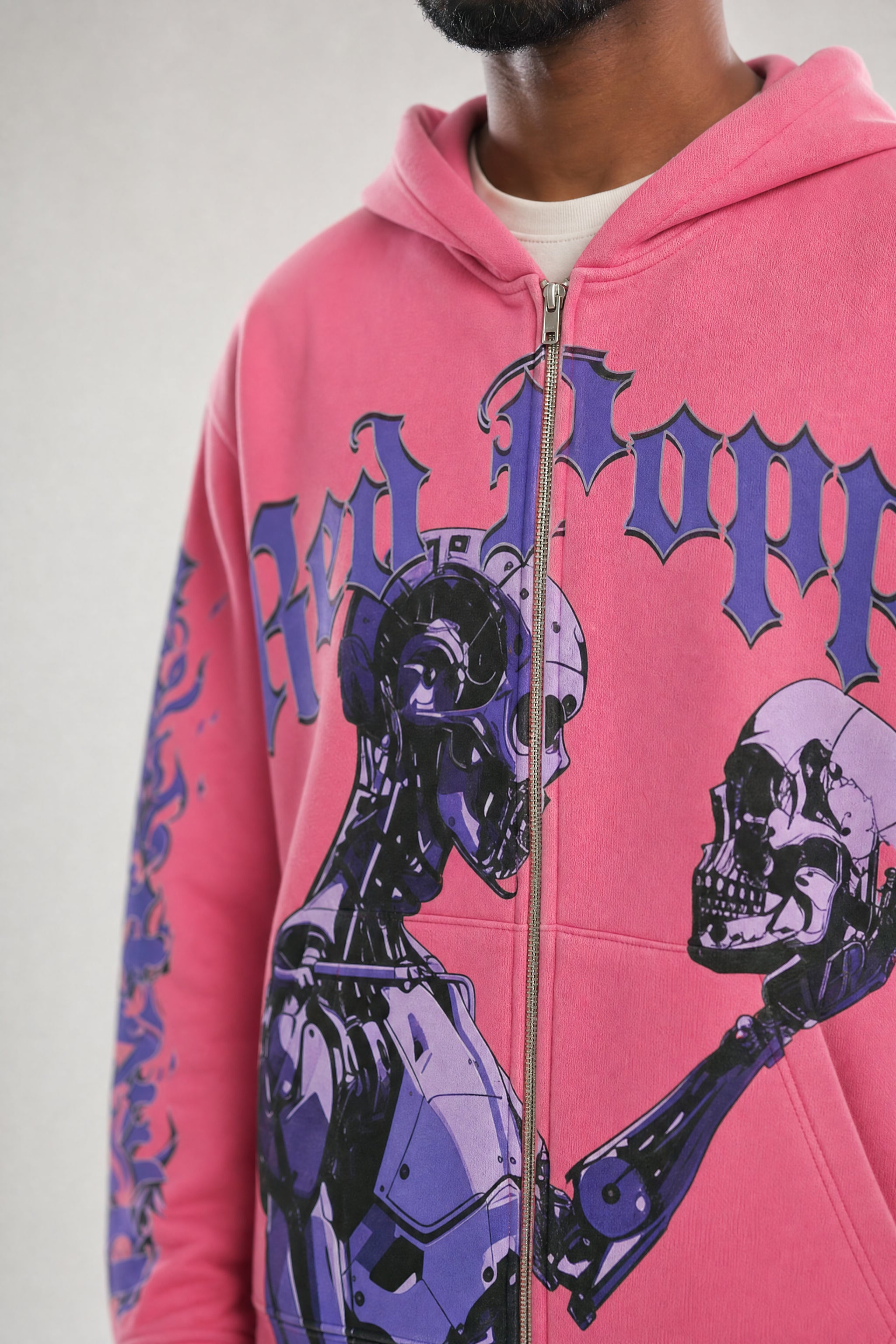 Red Poppy Robot Hoodie - Zip-Up