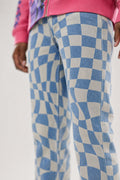 Red Poppy Geometric Jeans - Stacked Fit