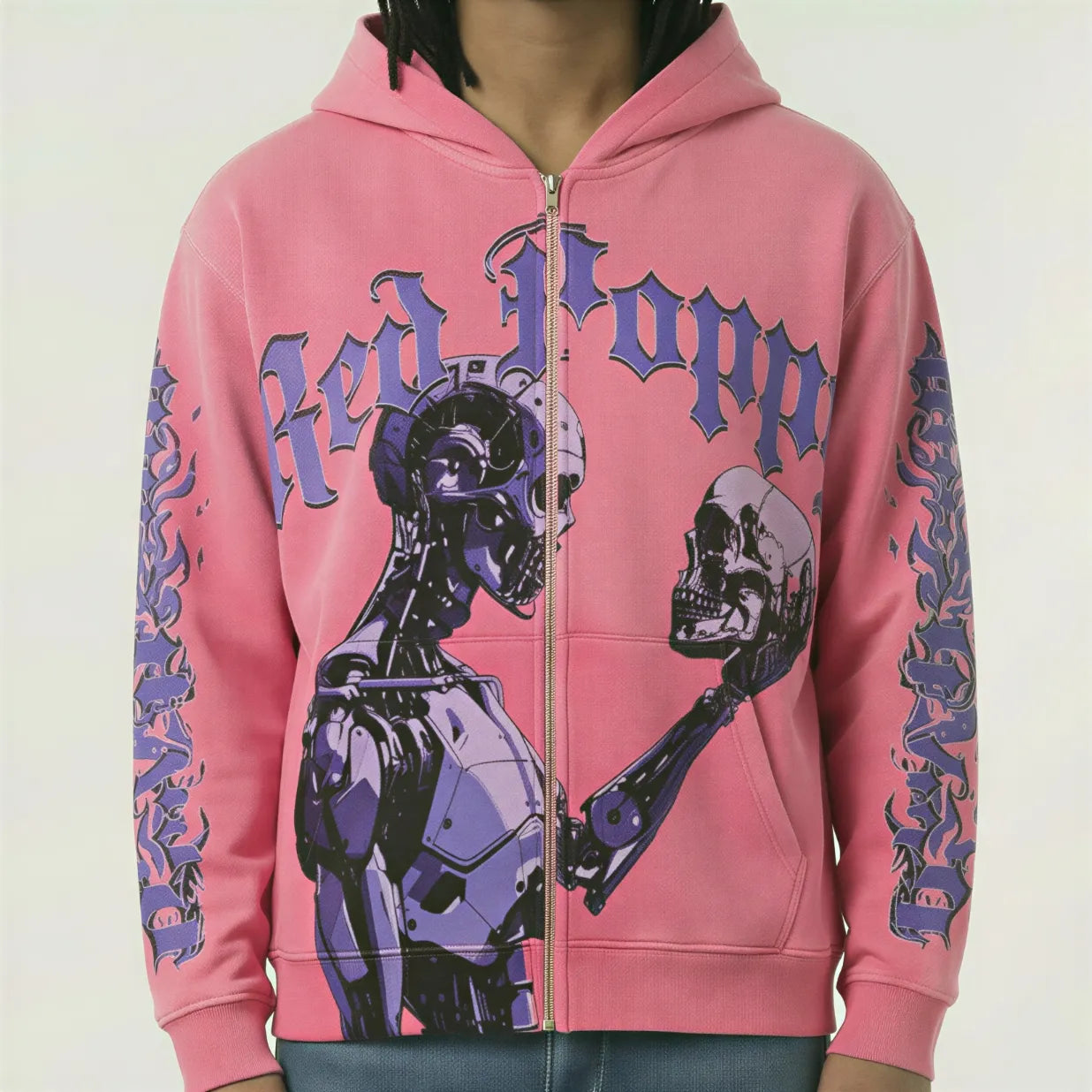 Red Poppy Robot Hoodie - Graphic