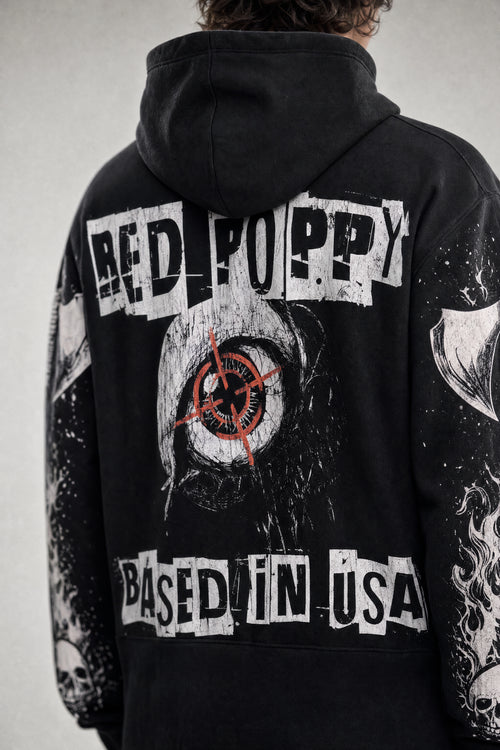 Red Poppy Eye Hoodie - Graphic