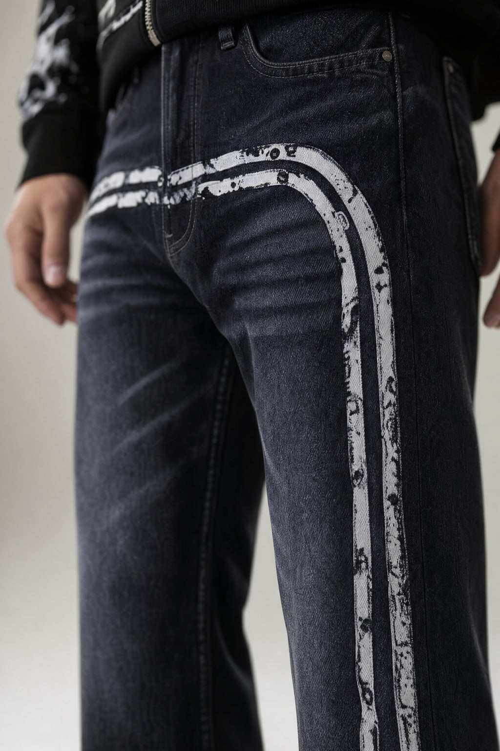 Red Poppy Side Stripe Jeans - Relaxed Fit