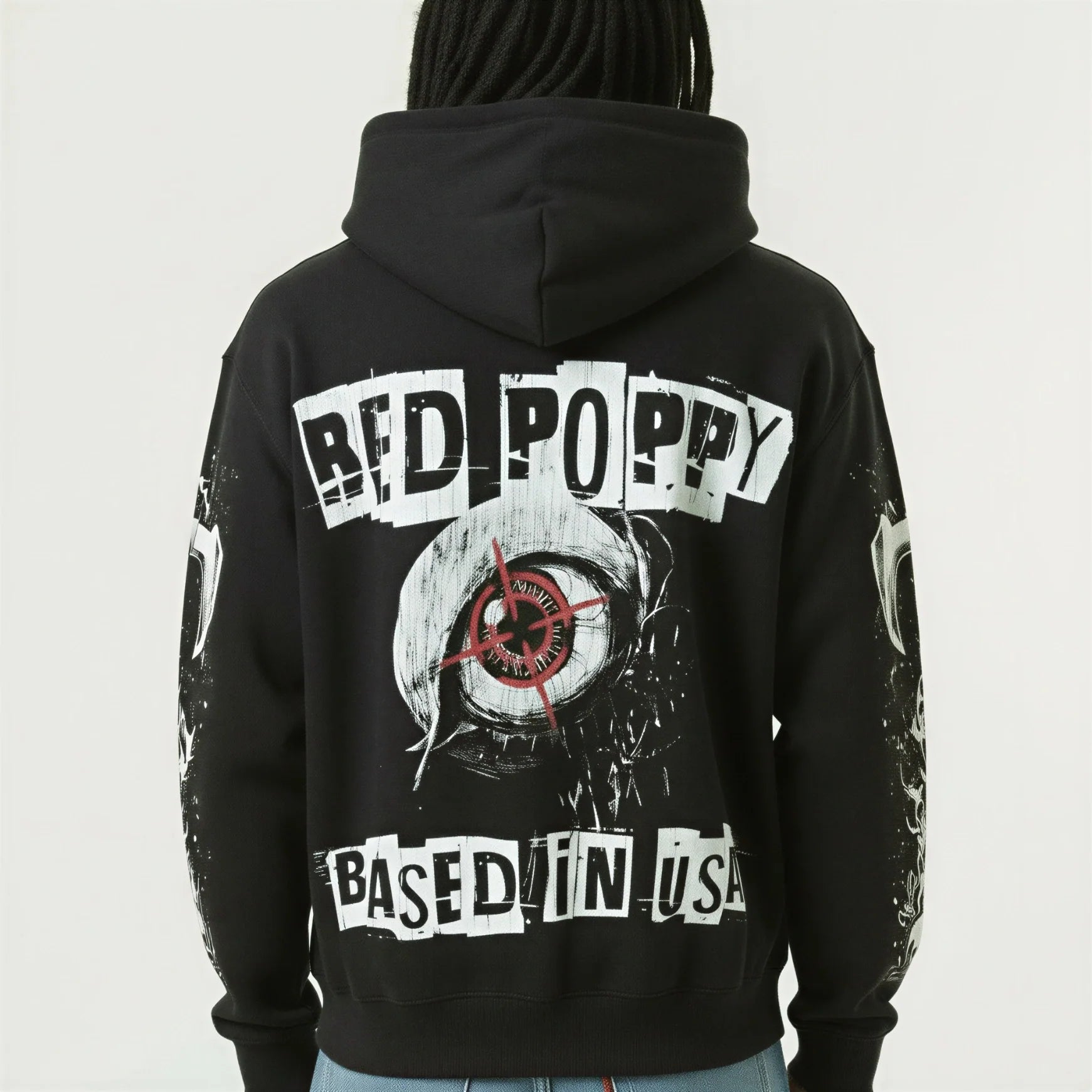 Red Poppy Skull Hoodie - Graphic