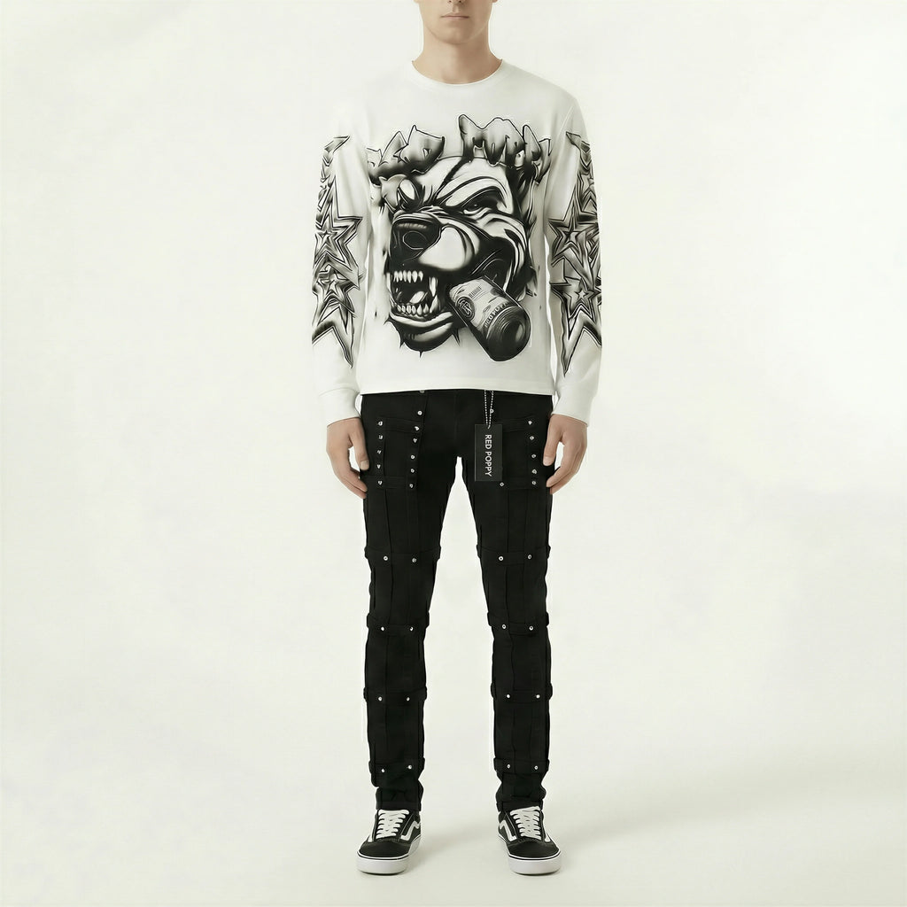 Red Poppy Studded Jeans - Skinny Fit