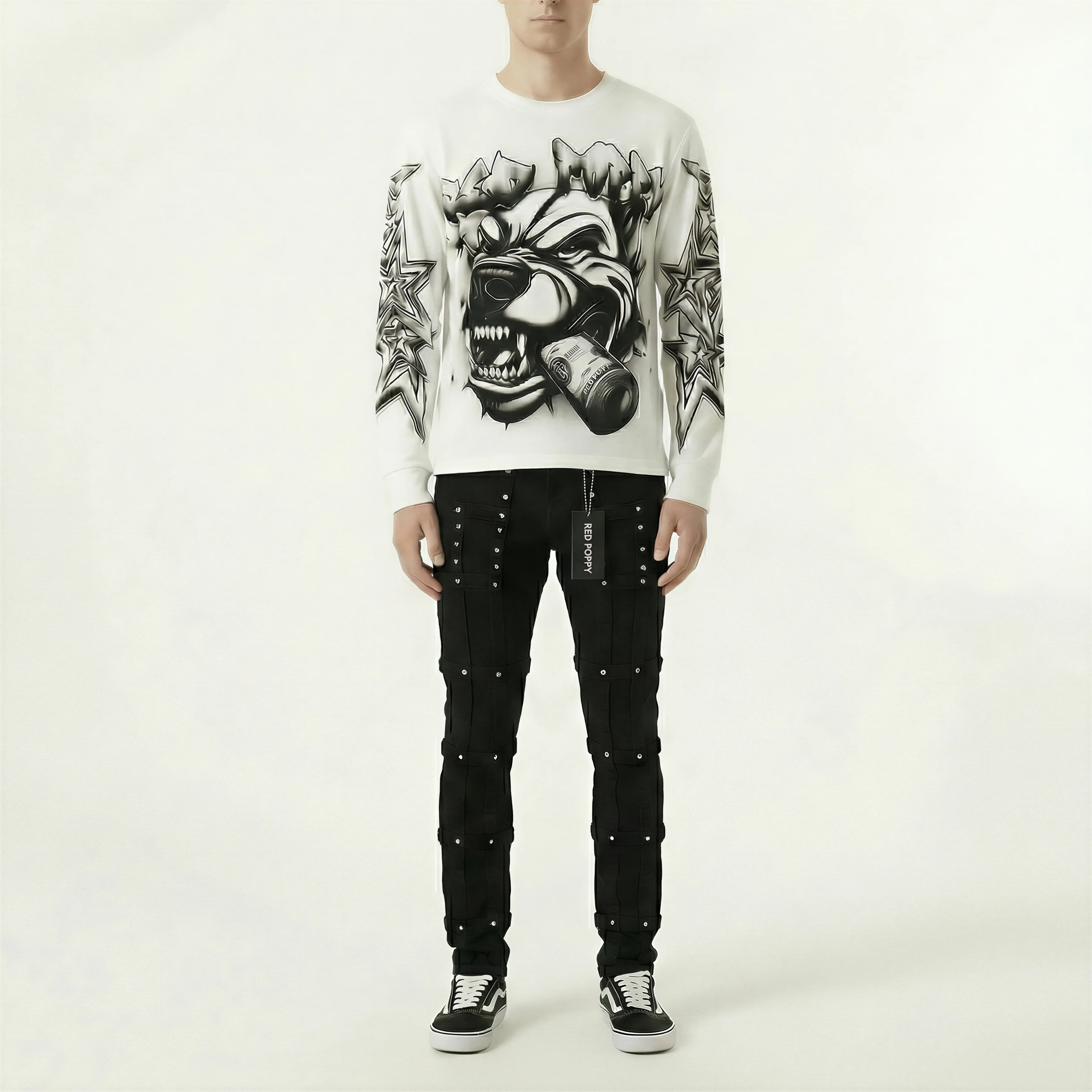 Red Poppy Studded Jeans - Skinny Fit