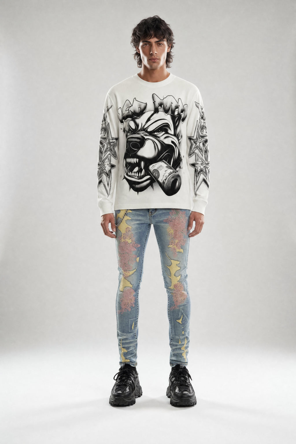 Red Poppy Wolf Sweatshirt - Graphic