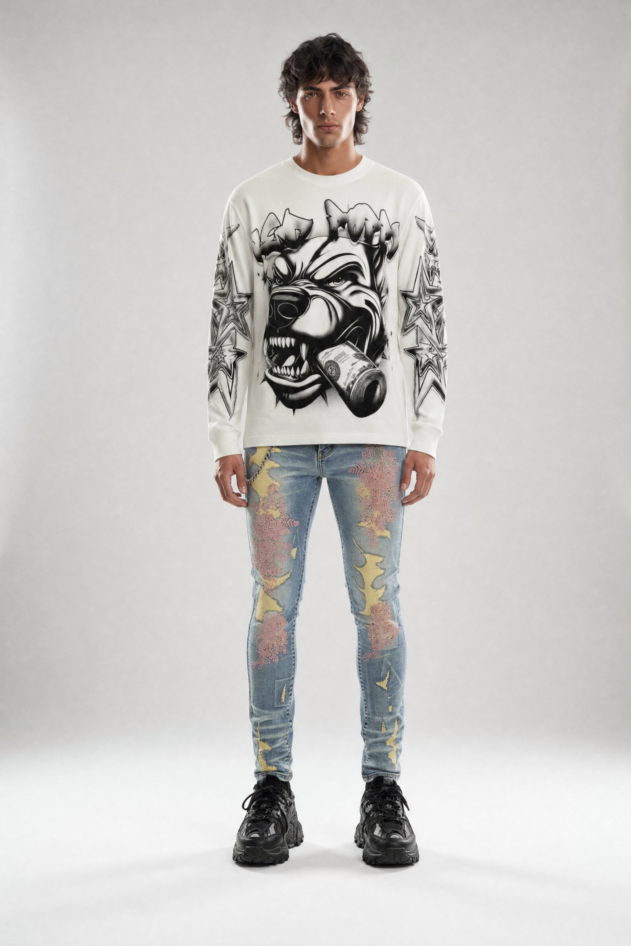 Red Poppy Wolf Sweatshirt - Graphic