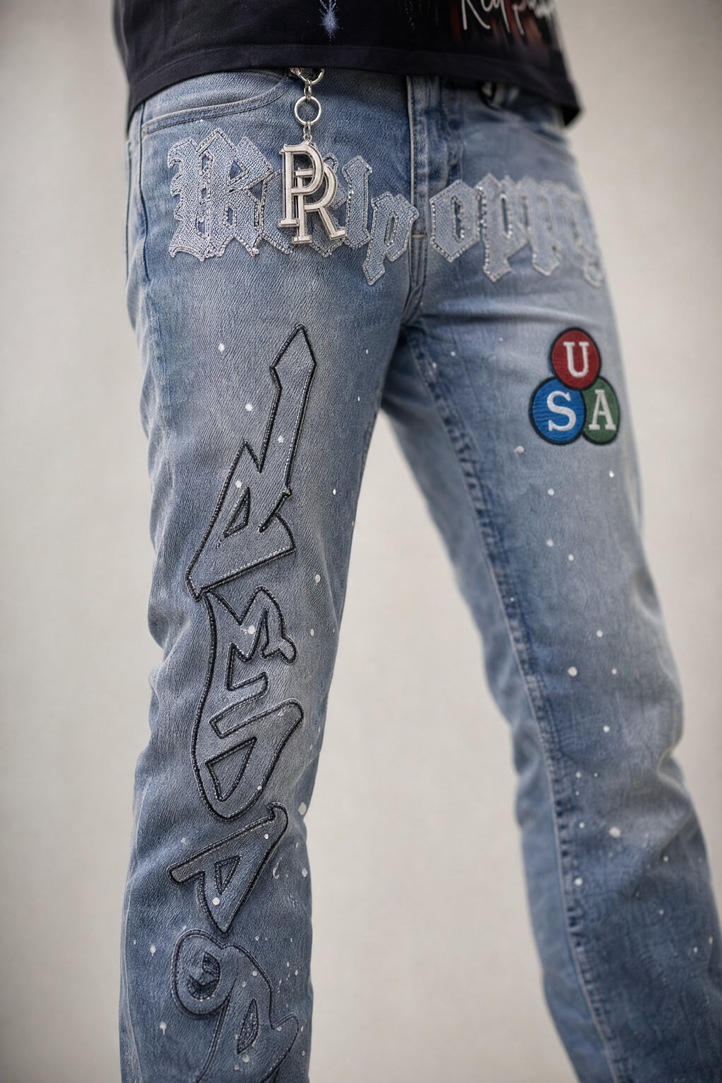 Red Poppy Graffiti Jeans - Studded