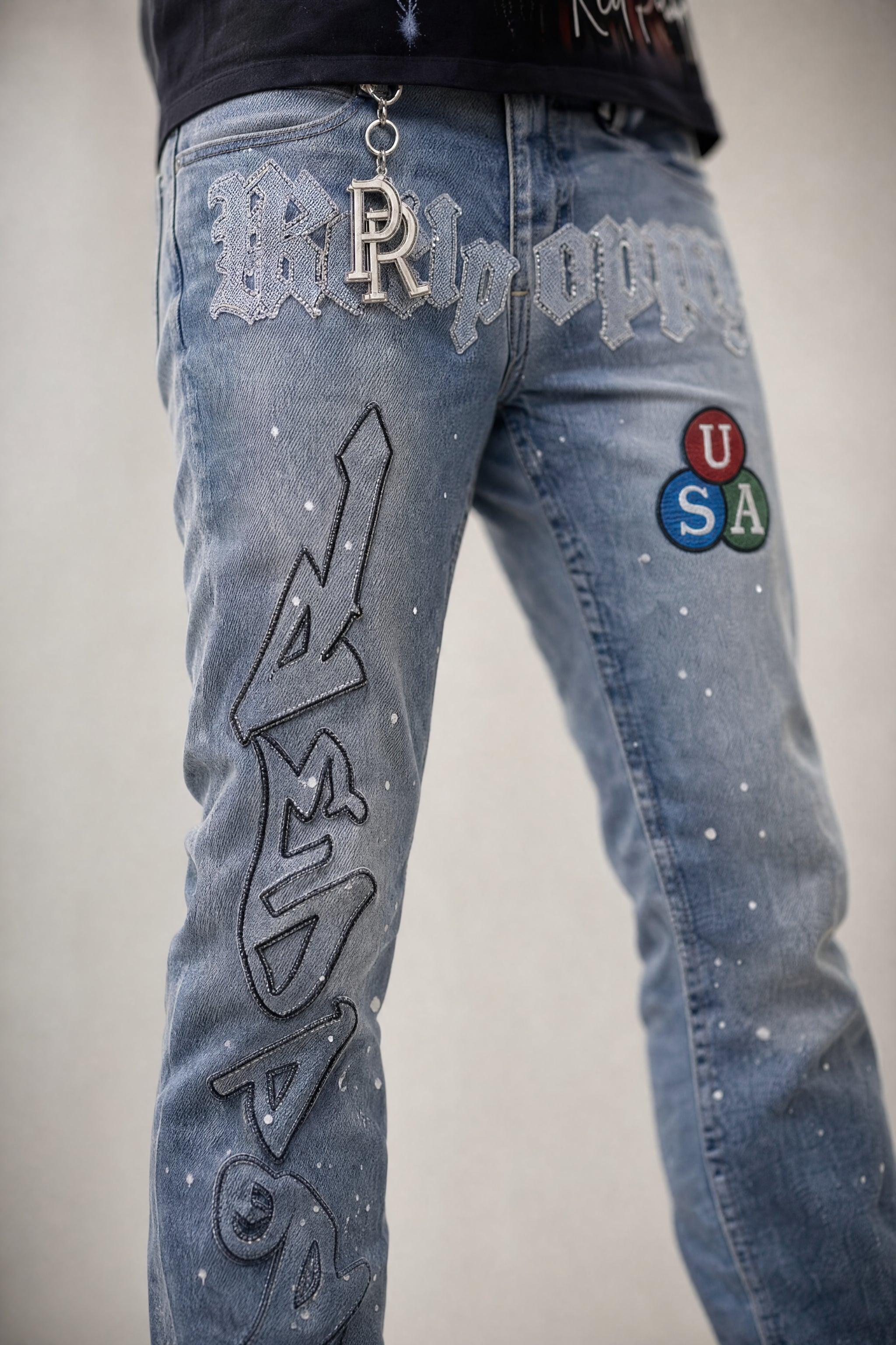 Red Poppy Graffiti Jeans - Studded