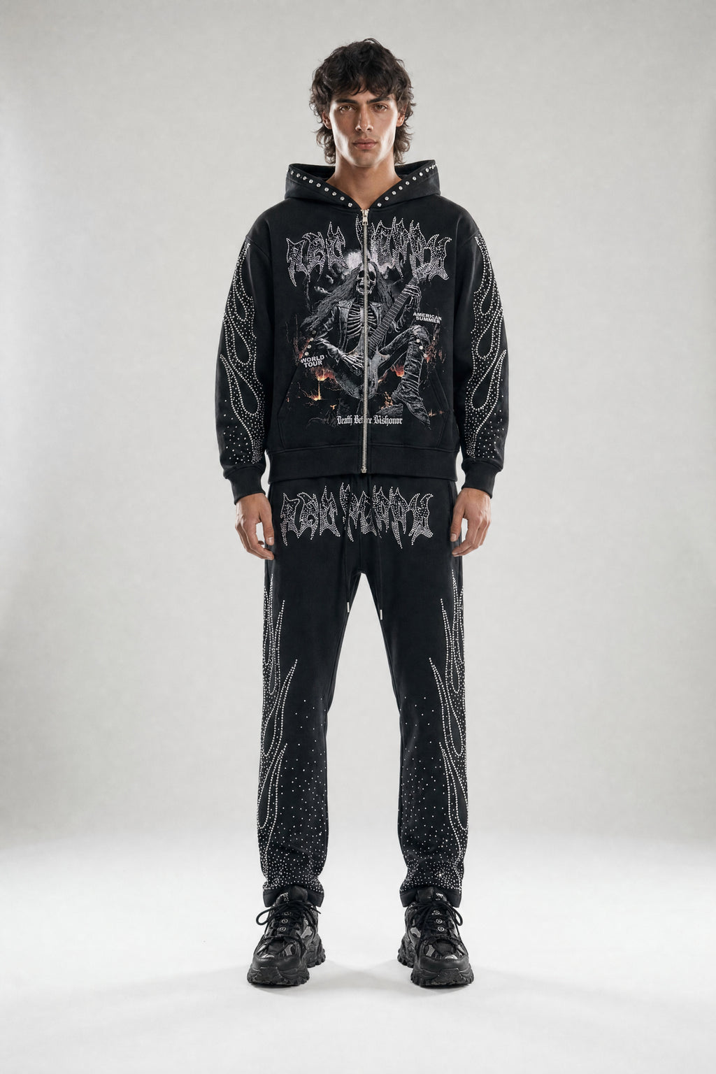 Red Poppy Flame Sweatpants - Embellished
