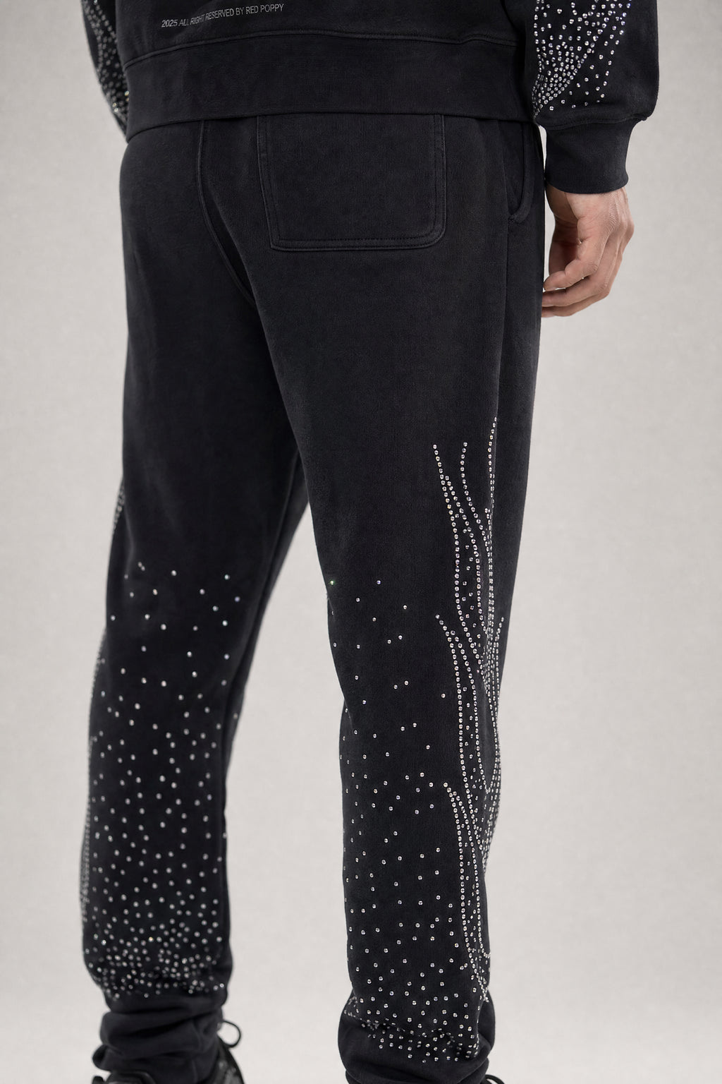 Red Poppy Flame Sweatpants - Embellished