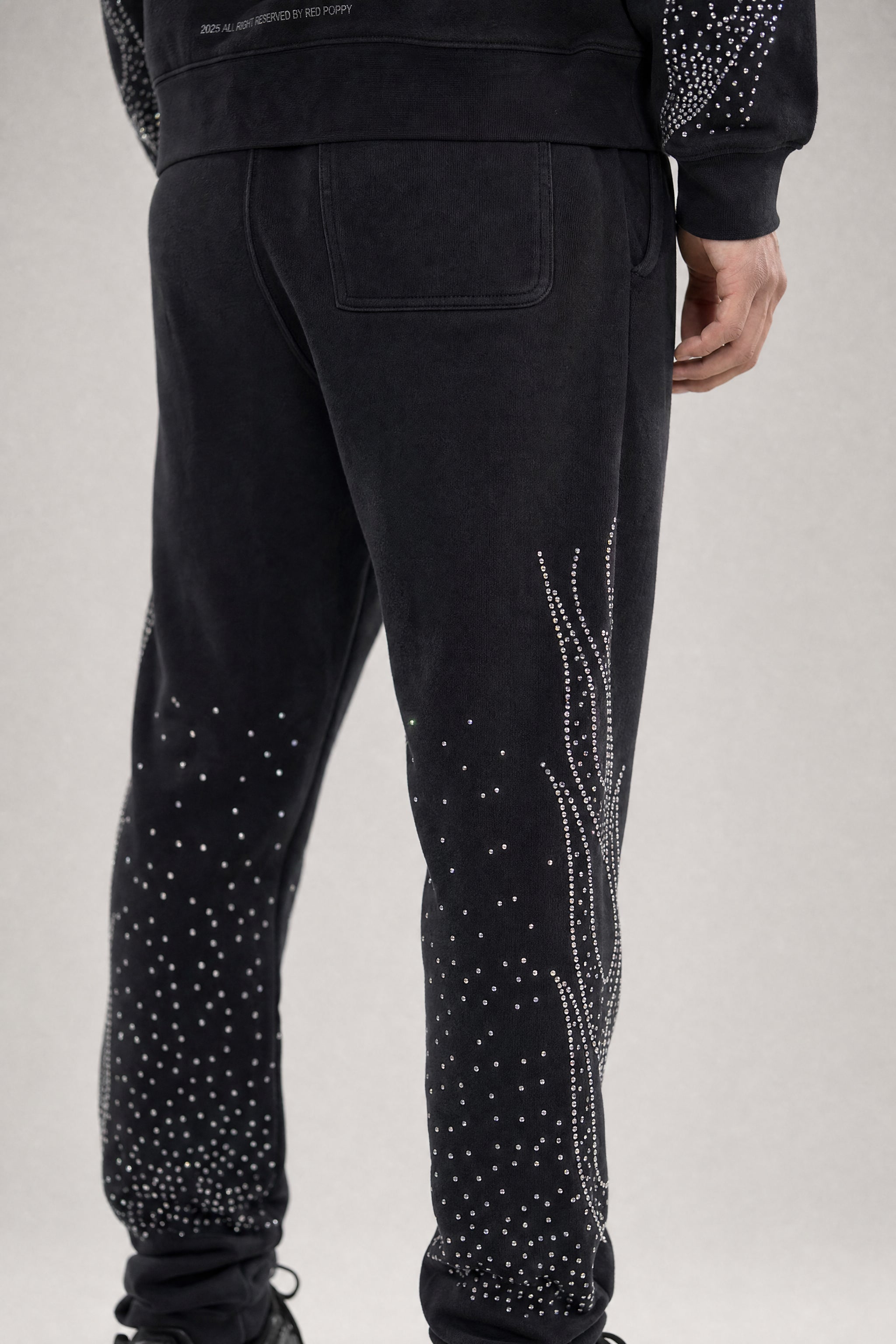 Red Poppy Flame Sweatpants - Embellished