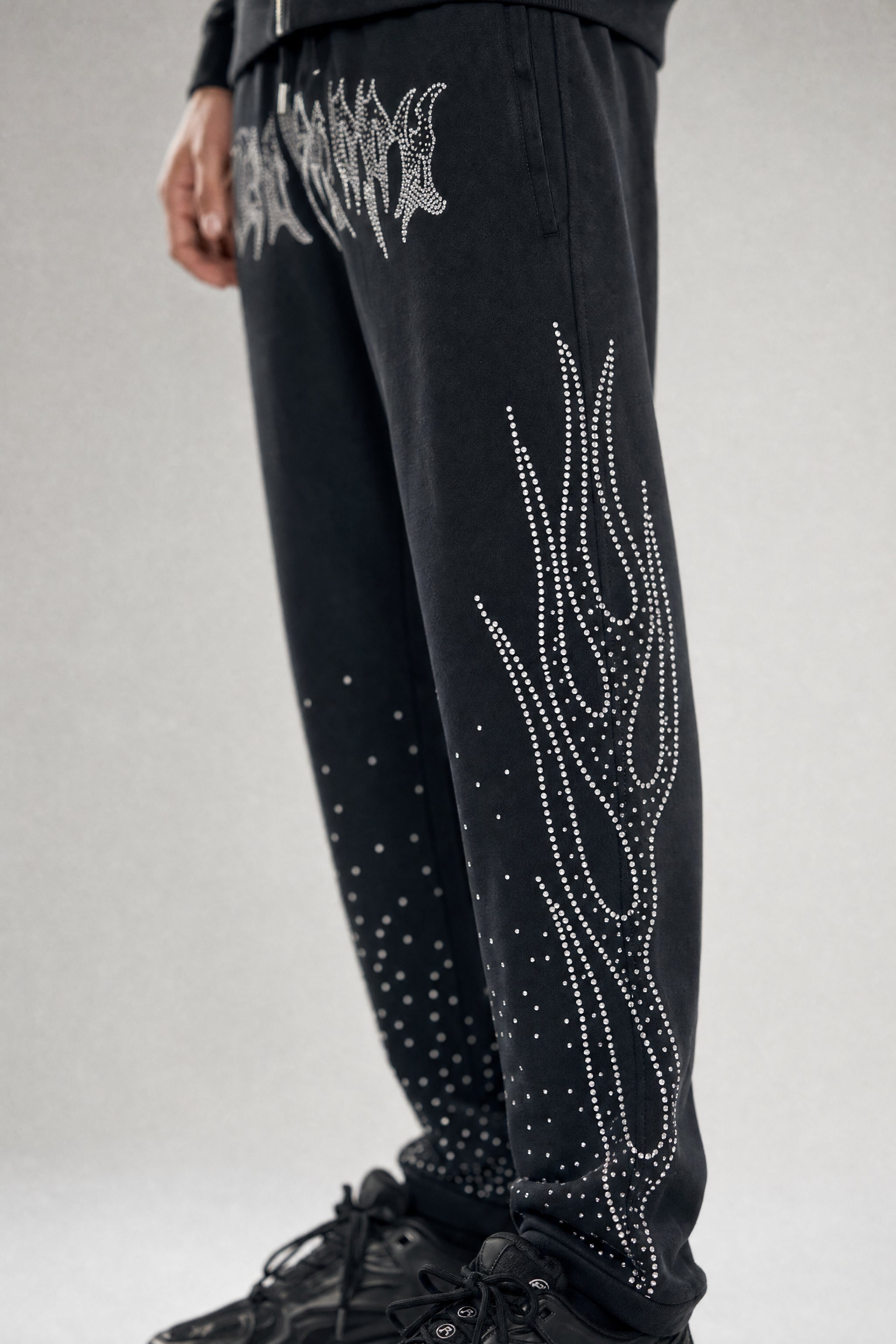 Red Poppy Flame Sweatpants - Embellished