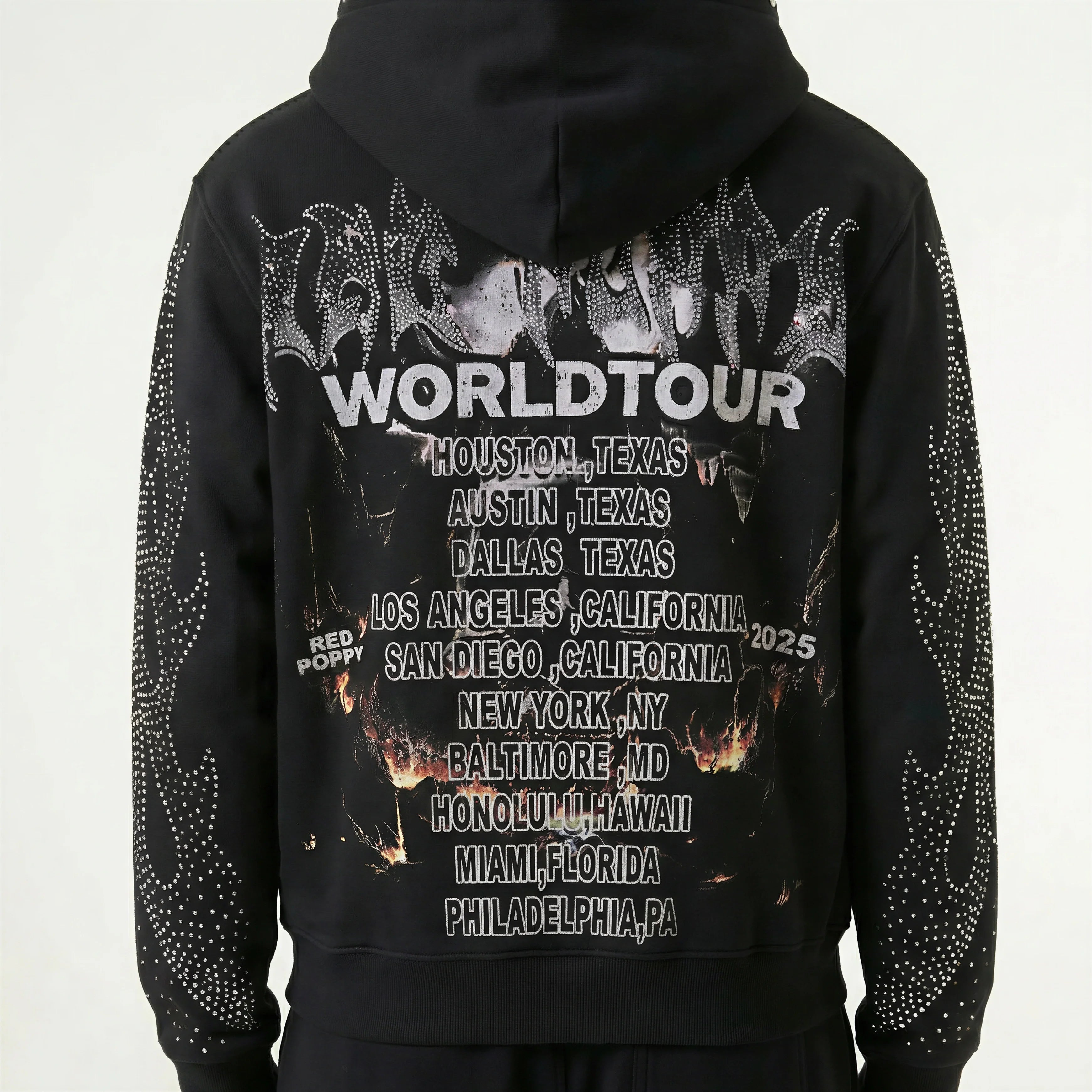 Red Poppy Rockstar Hoodie - Studded