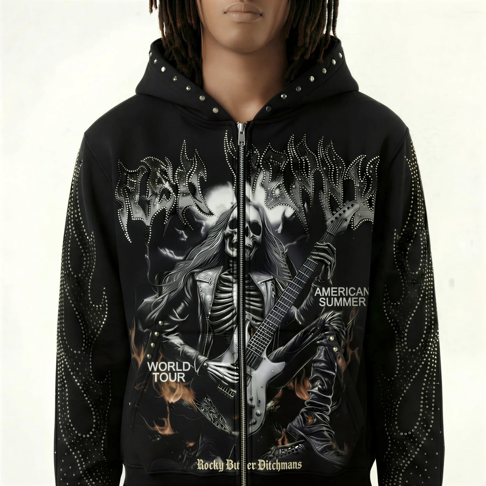 Red Poppy Rockstar Hoodie - Studded