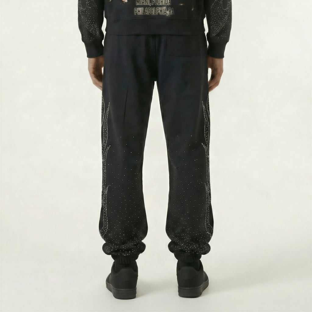 Red Poppy Flame Sweatpants - Embellished