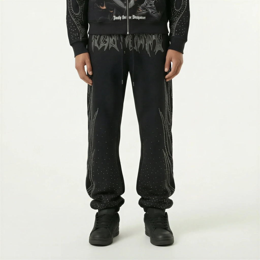 Red Poppy Flame Sweatpants - Embellished