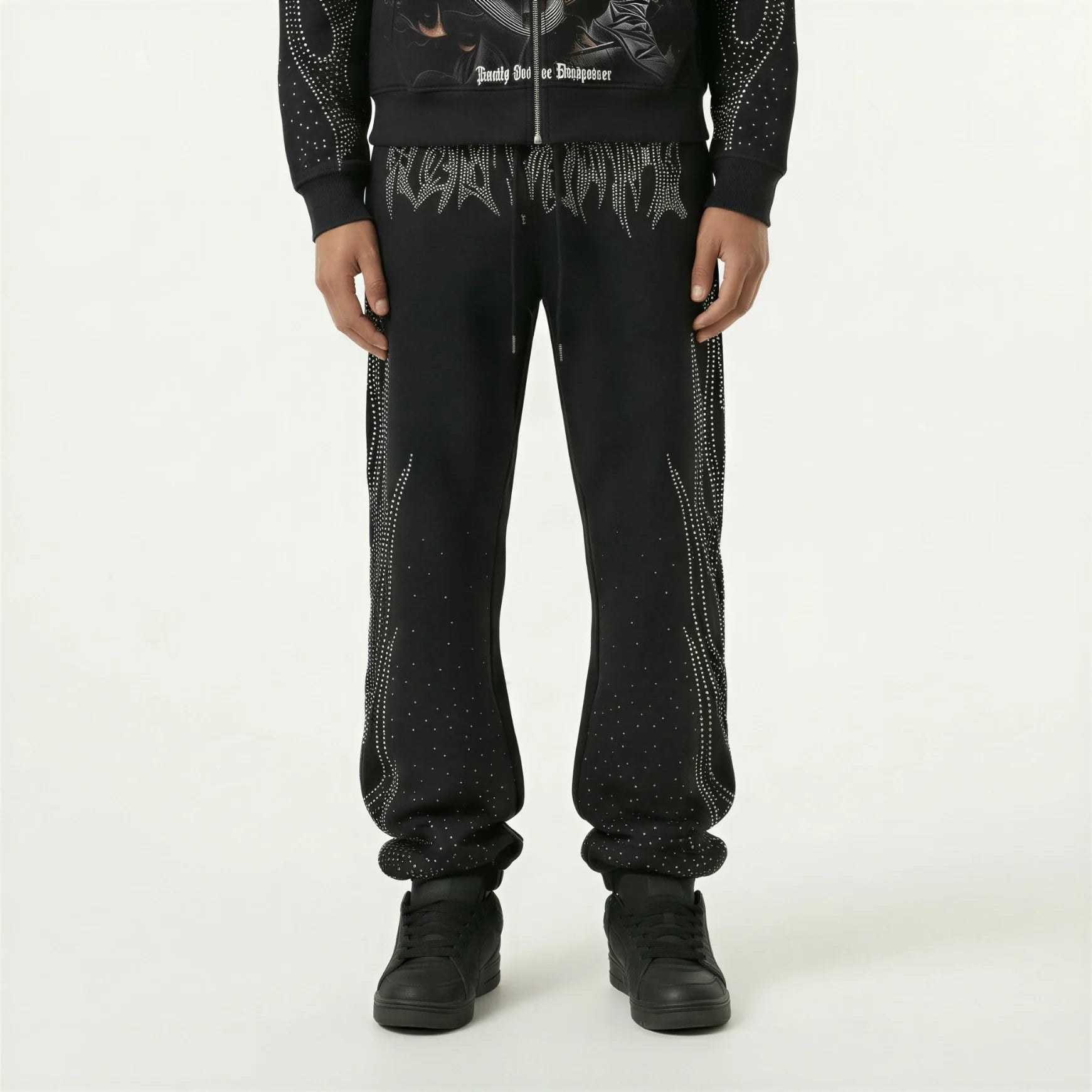 Red Poppy Flame Sweatpants - Embellished