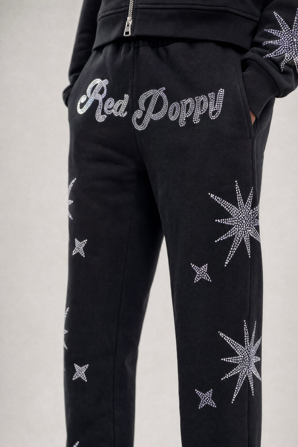 Red Poppy Star Sweatpants - Embellished