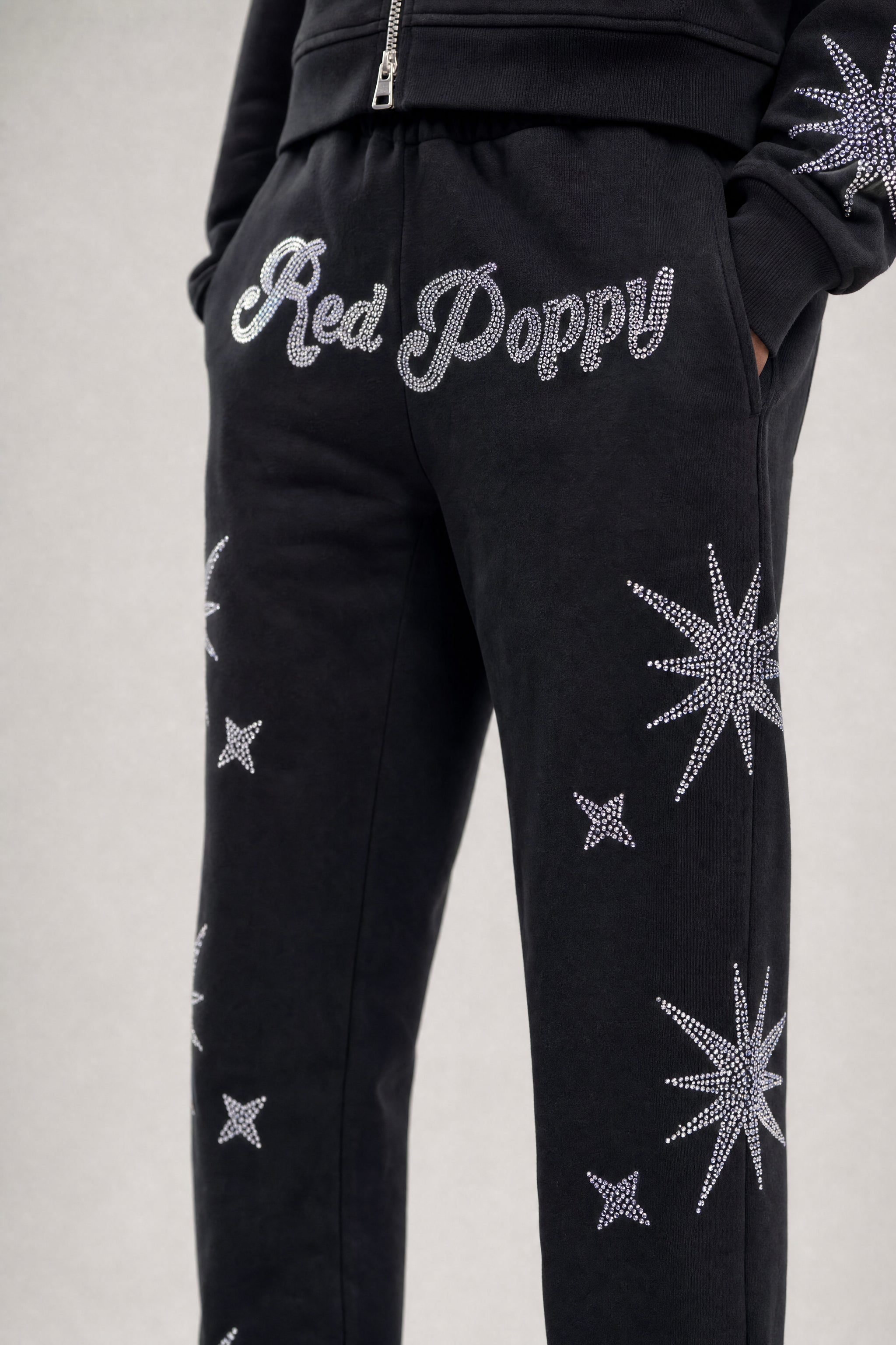 Red Poppy Star Sweatpants - Embellished