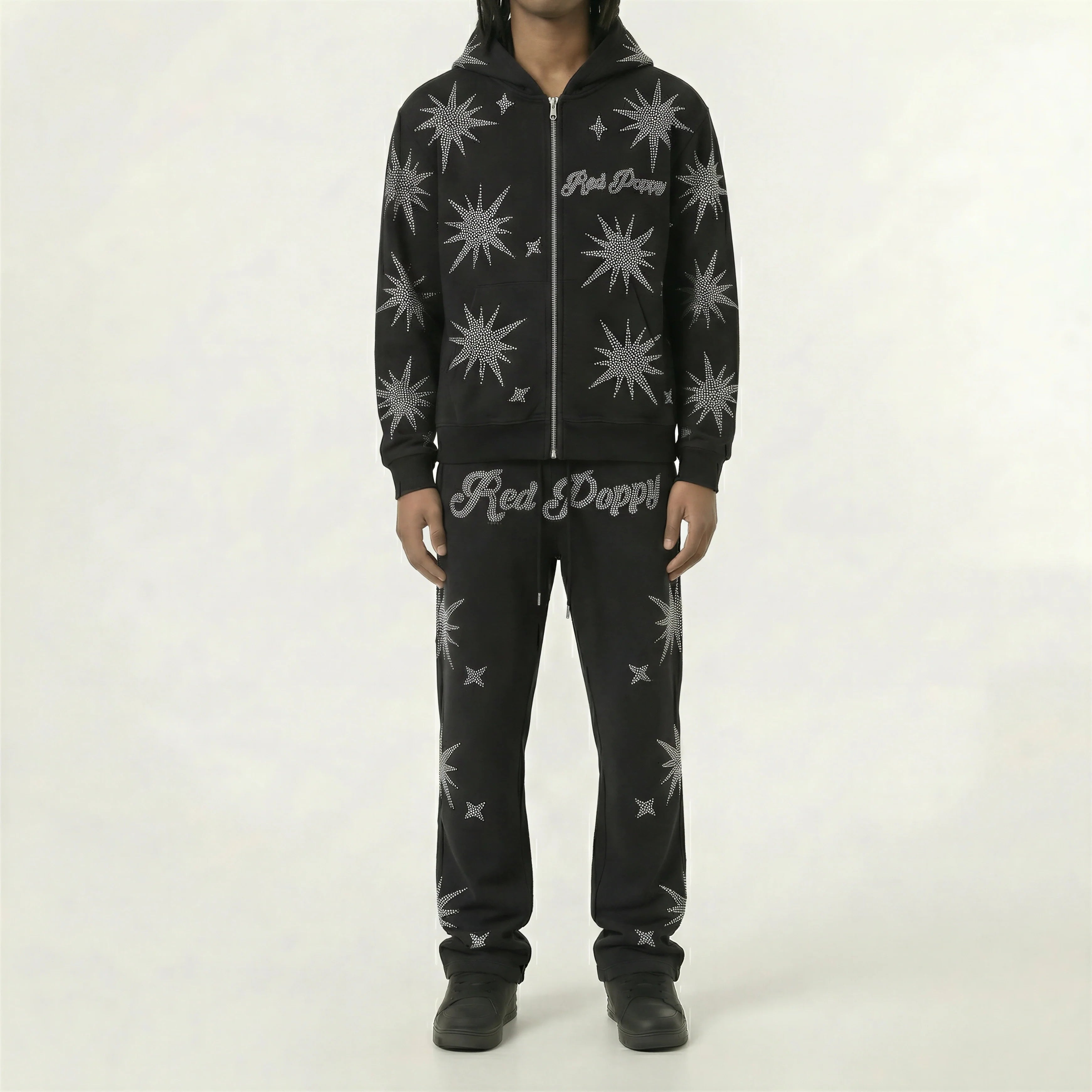 Red Poppy Star Sweatpants - Embellished