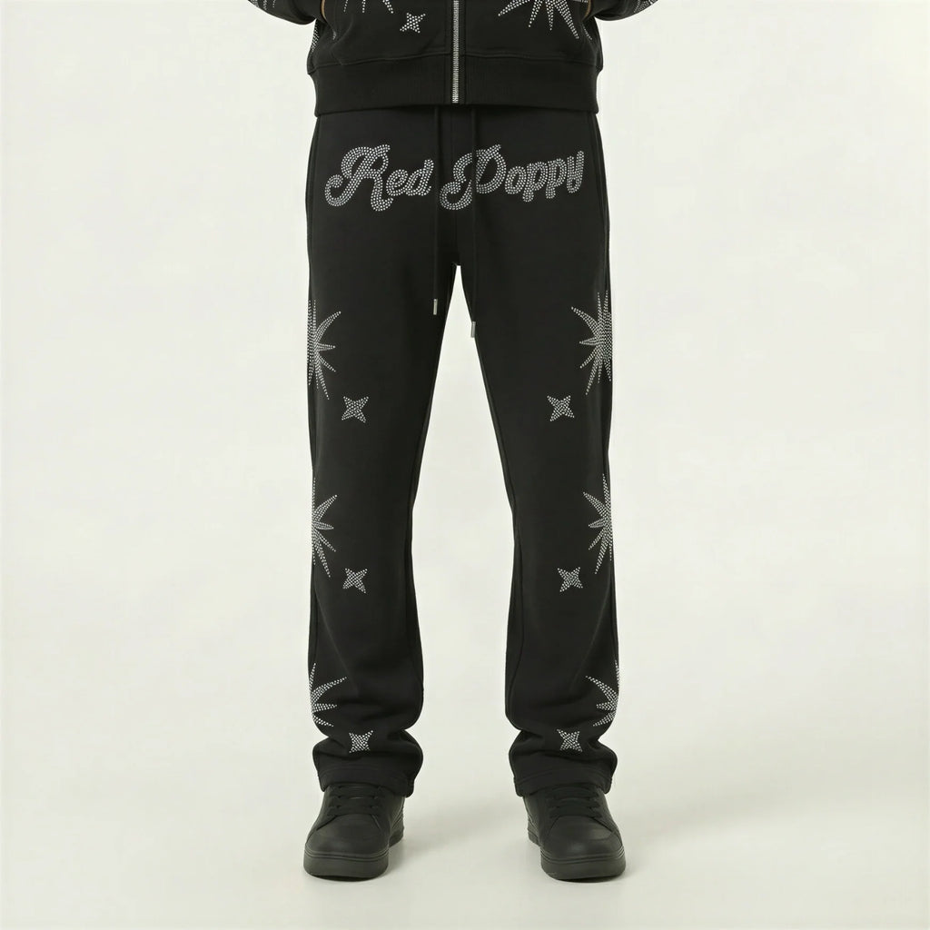Red Poppy Star Sweatpants - Embellished