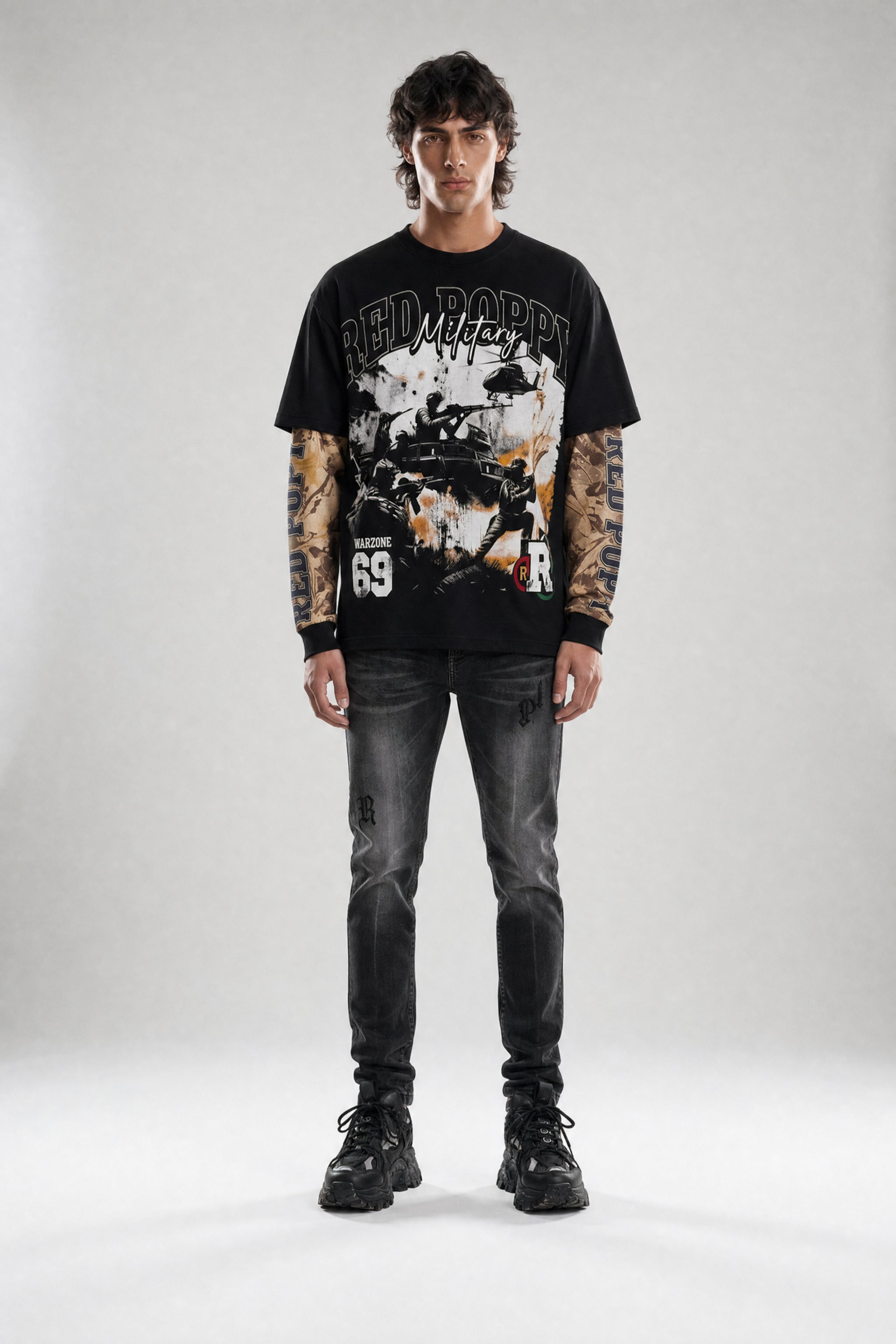 Red Poppy Graphic Jeans - Skinny Fit