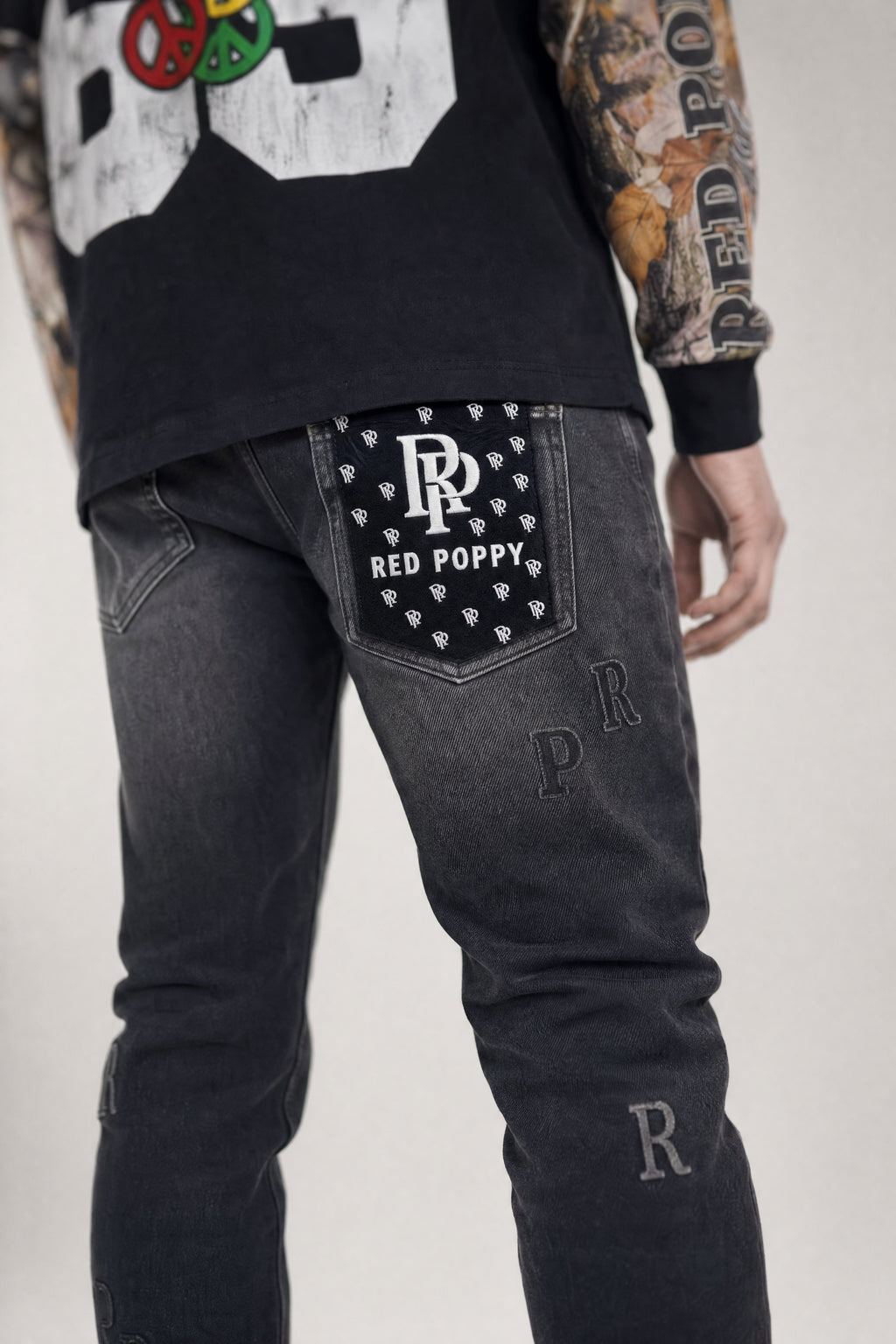 Red Poppy Graphic Jeans - Skinny Fit