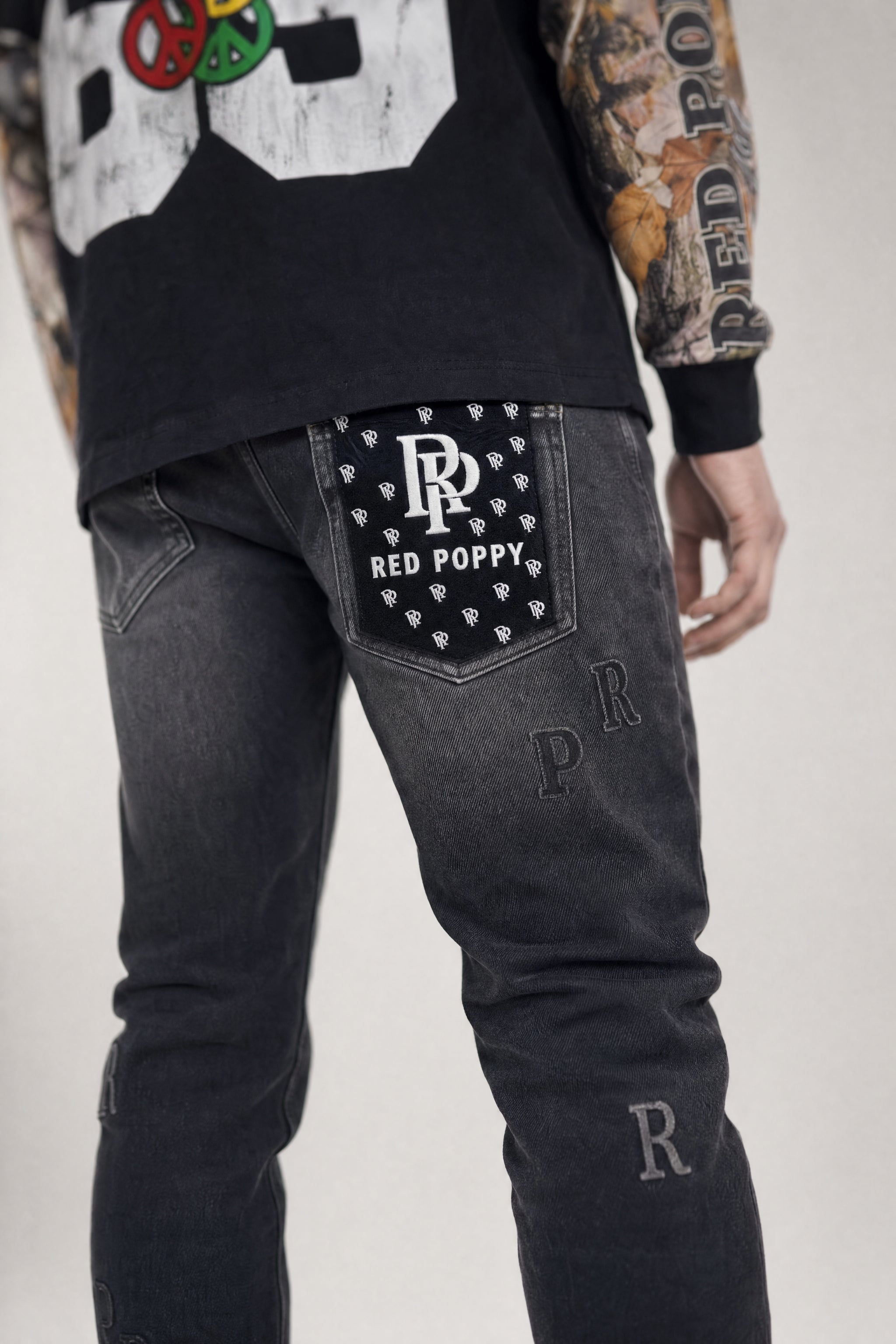 Red Poppy Graphic Jeans - Skinny Fit