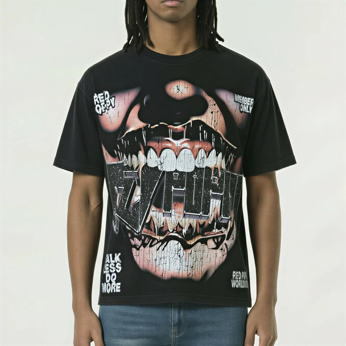 Red Poppy Teeth T-Shirt - Cropped Fit