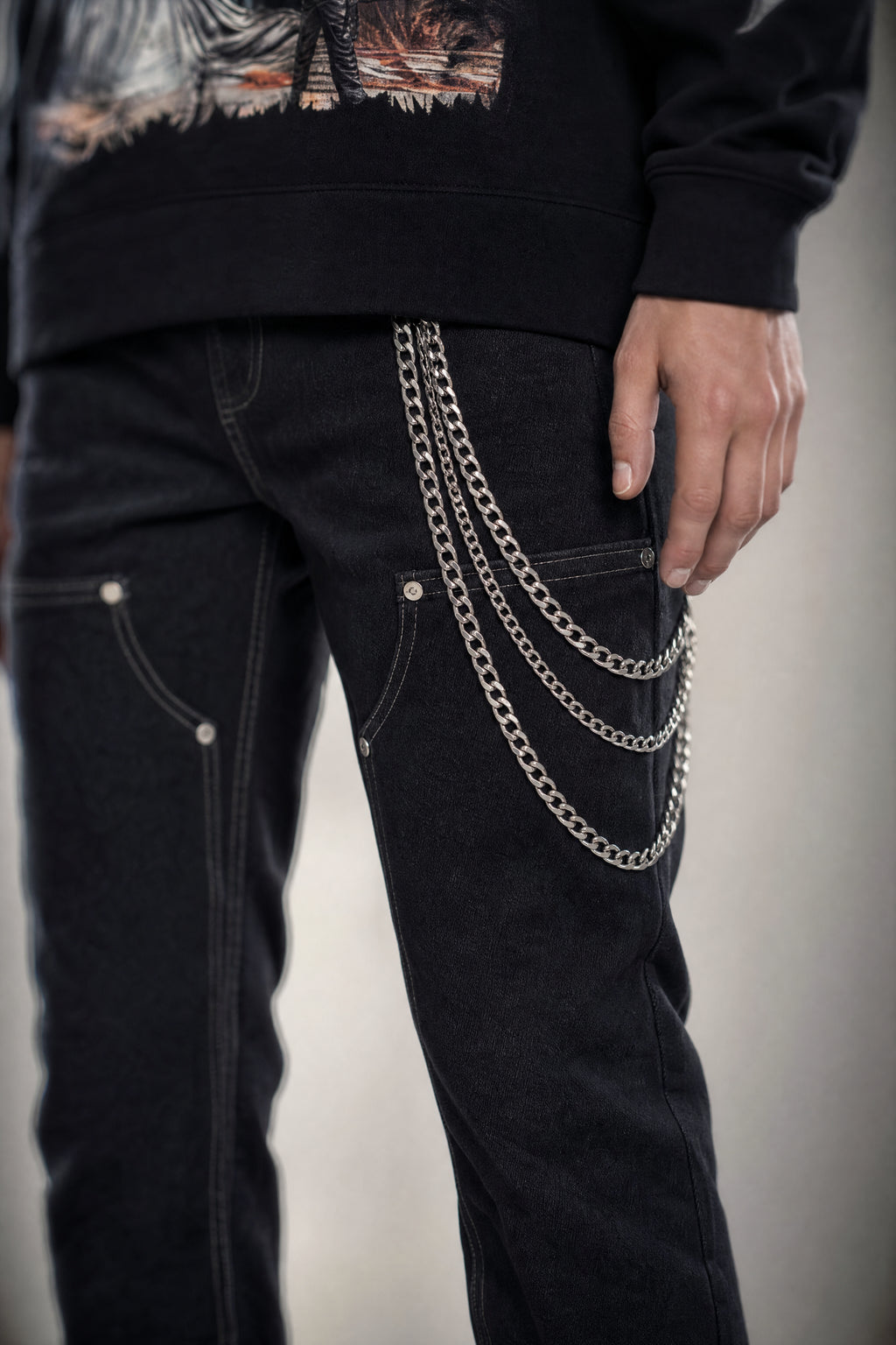 Red Poppy Chain Jeans - Heavyweight