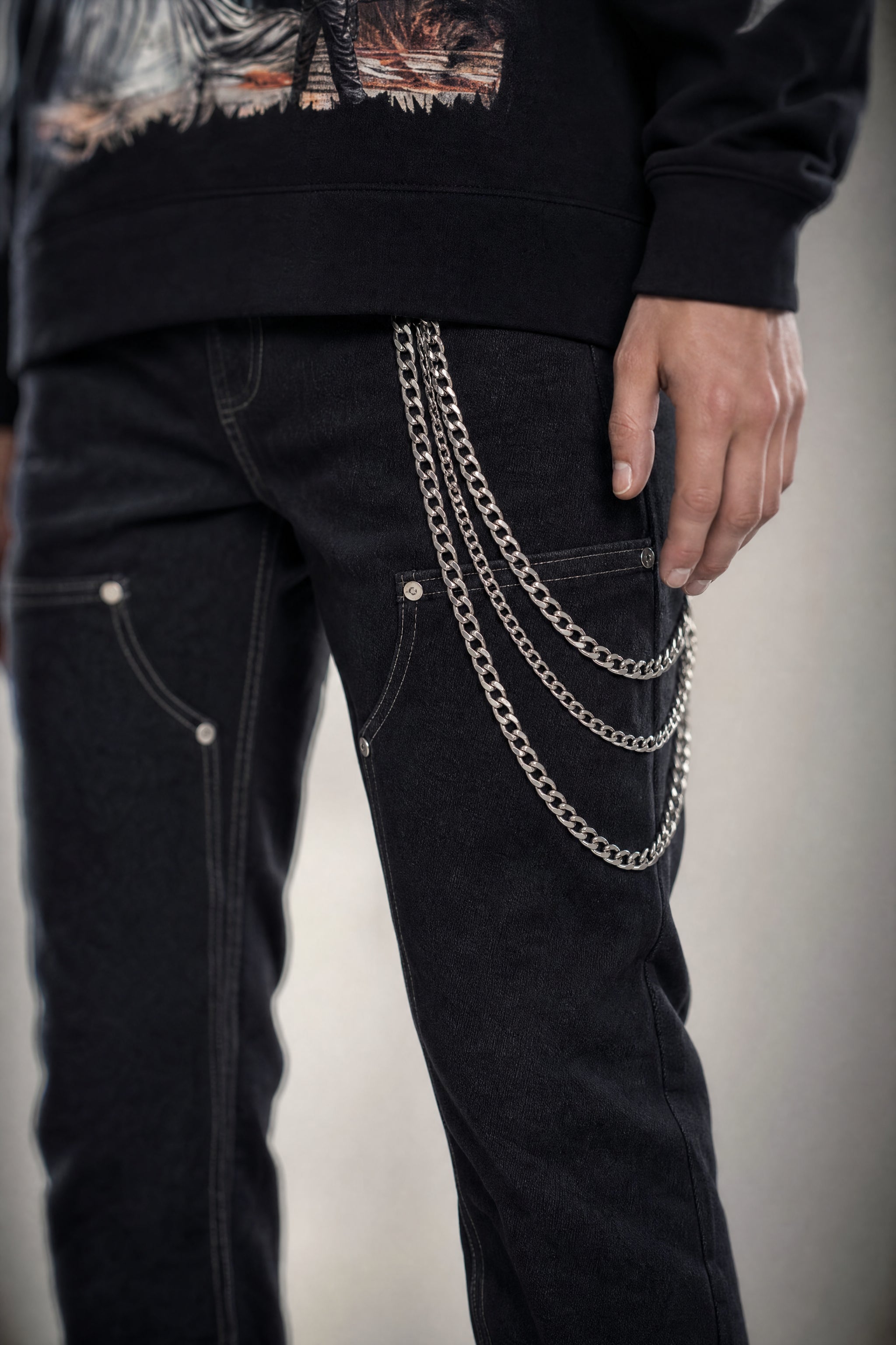 Red Poppy Chain Jeans - Heavyweight