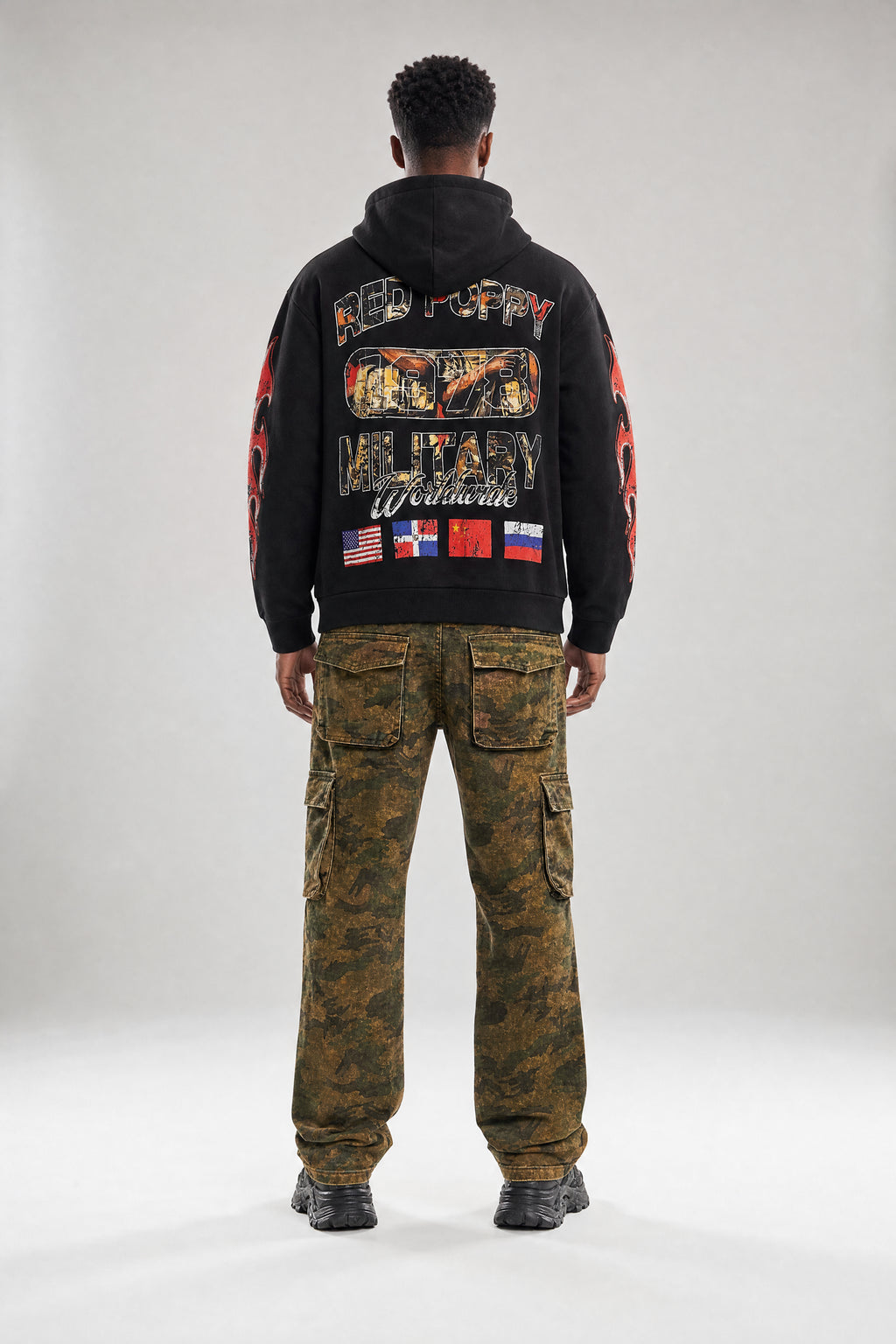 Red Poppy Camo Cargo Pants - Skinny Fit
