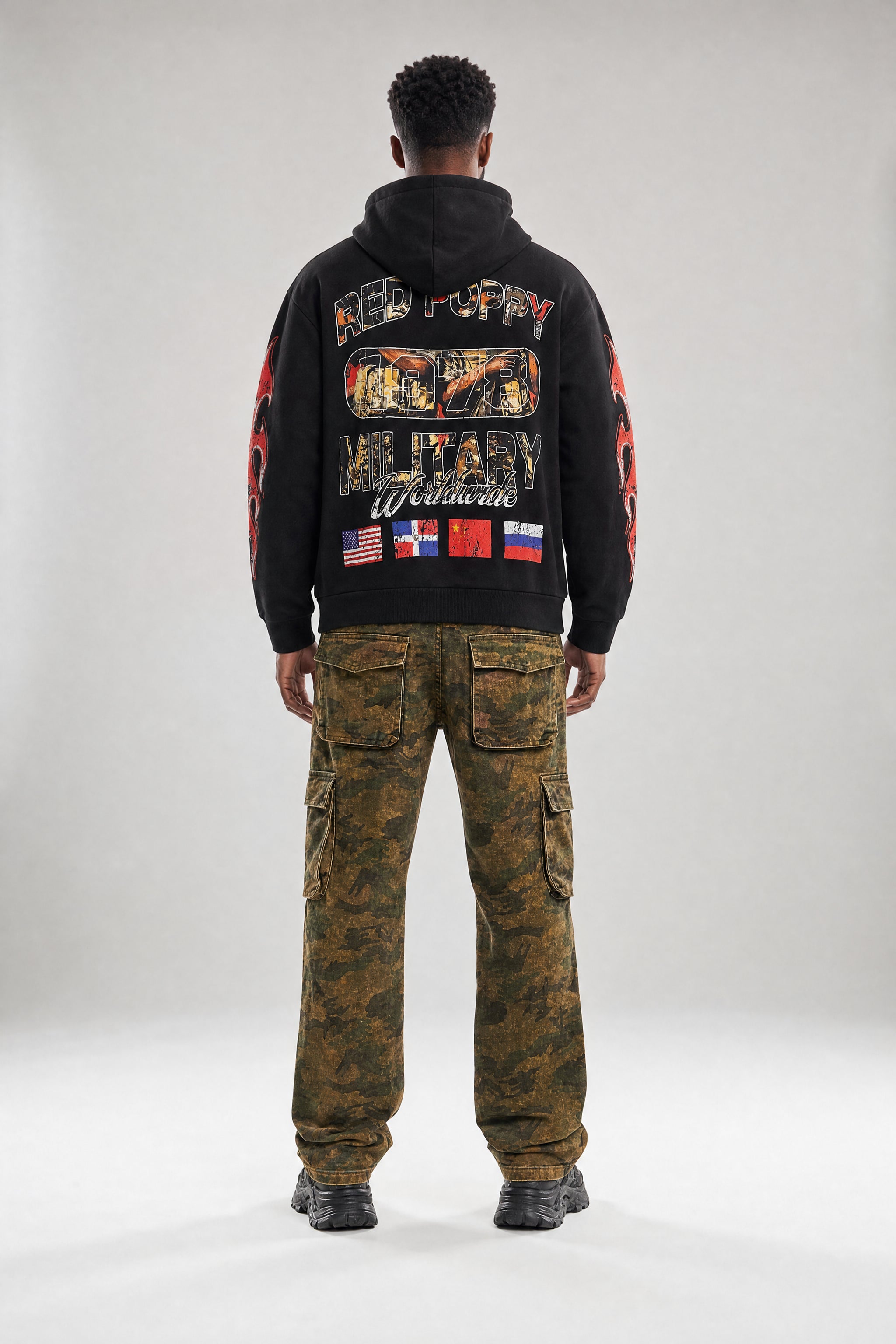 Red Poppy Camo Cargo Pants - Skinny Fit
