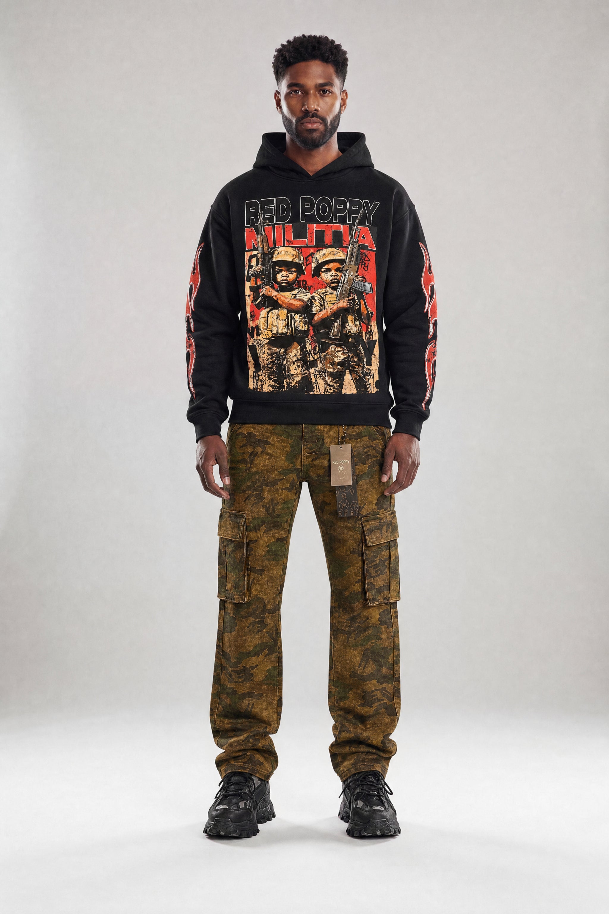 Red Poppy Camo Cargo Pants - Skinny Fit
