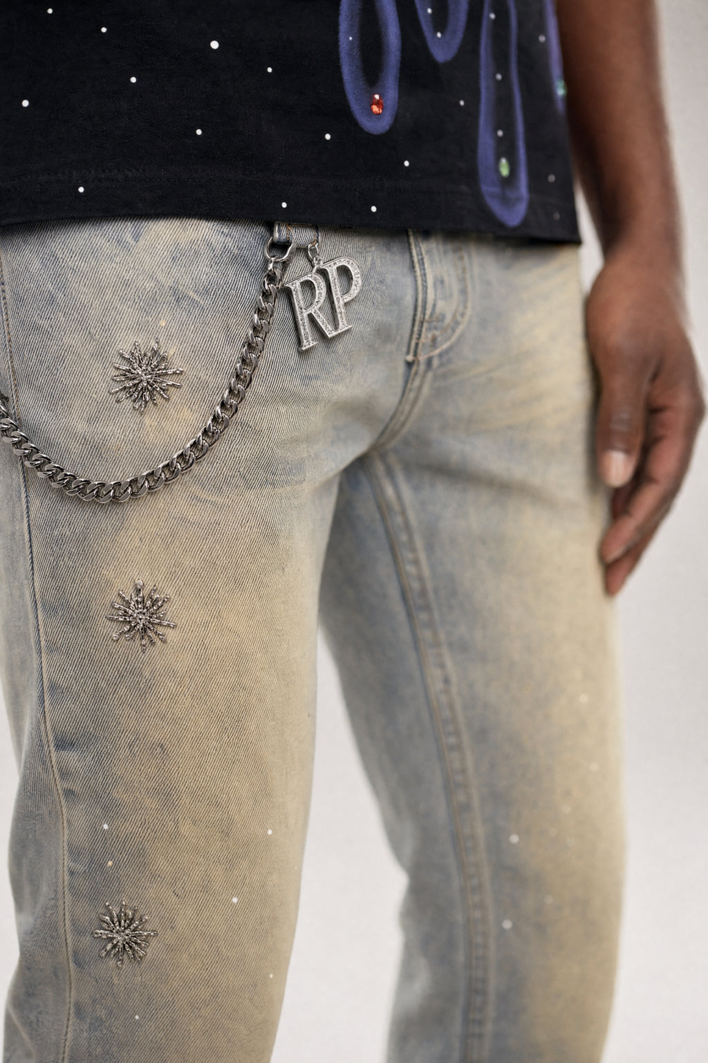 Red Poppy Floral Jeans - Flared Fit