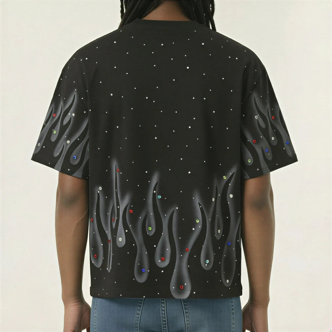 Red Poppy Flame T-Shirt - Rhinestone