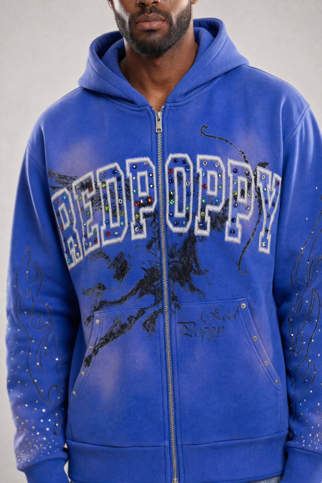 Red Poppy Dragon Hoodie - Zip-Up