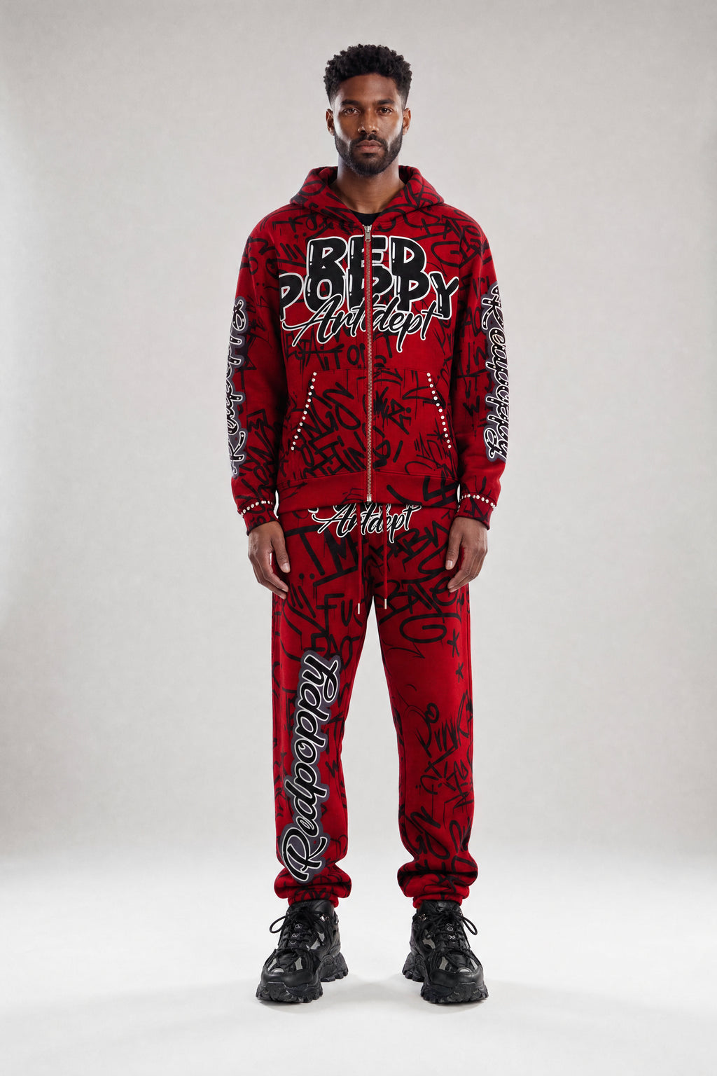 Red Poppy Graffiti Sweatpants - Graphic