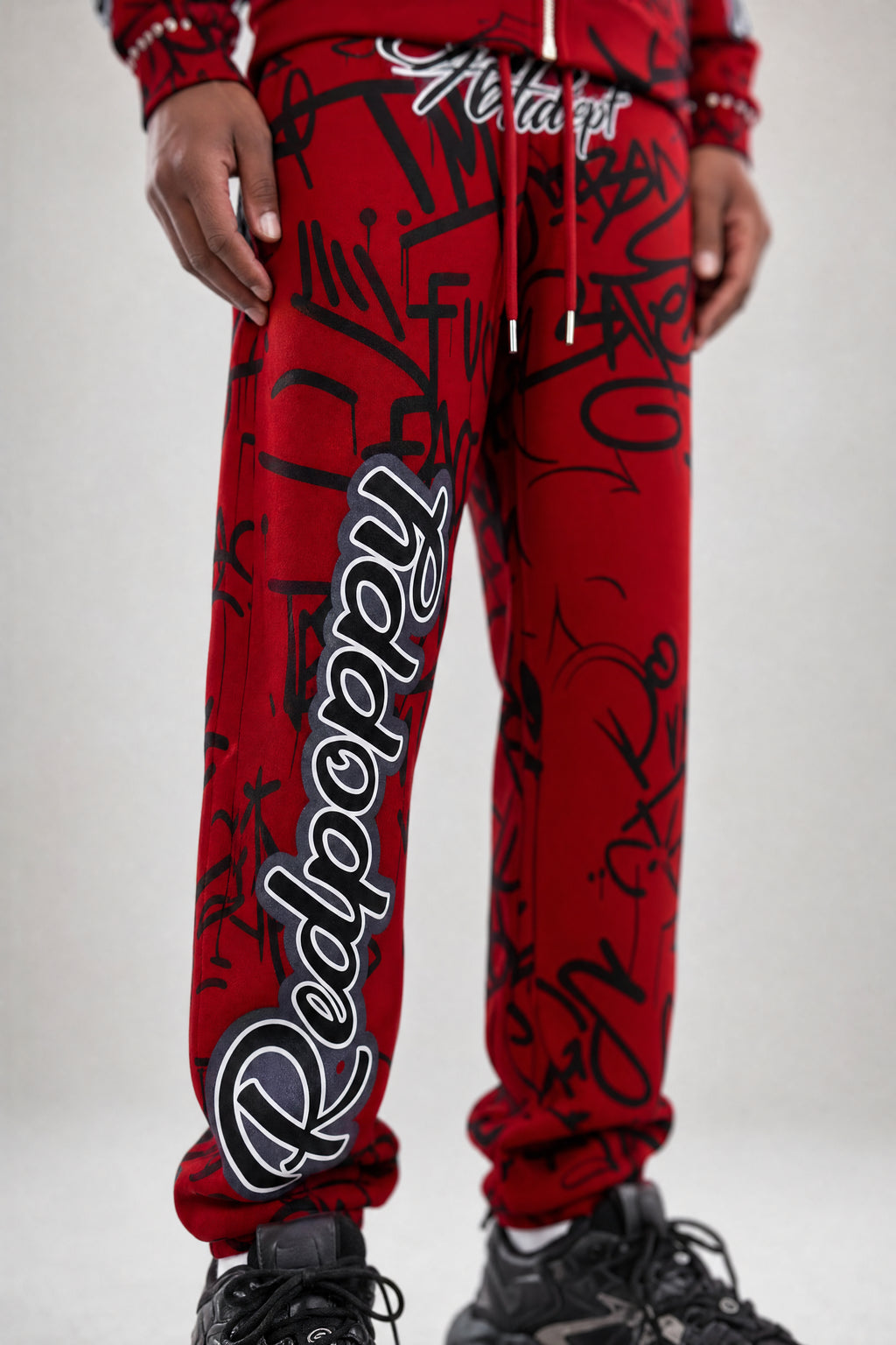 Red Poppy Graffiti Sweatpants - Graphic