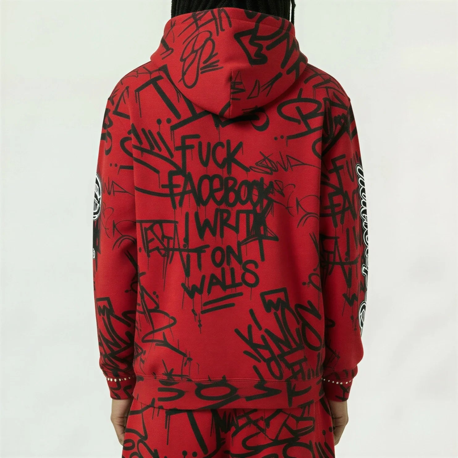 Red Poppy Graffiti Hoodie - Zip-Up