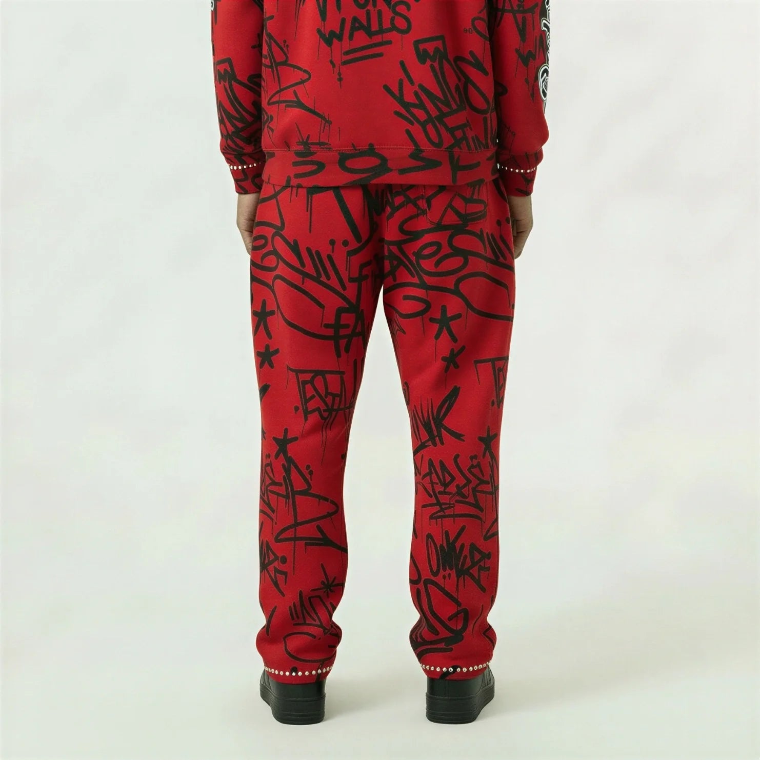Red Poppy Graffiti Sweatpants - Elastic Waistband