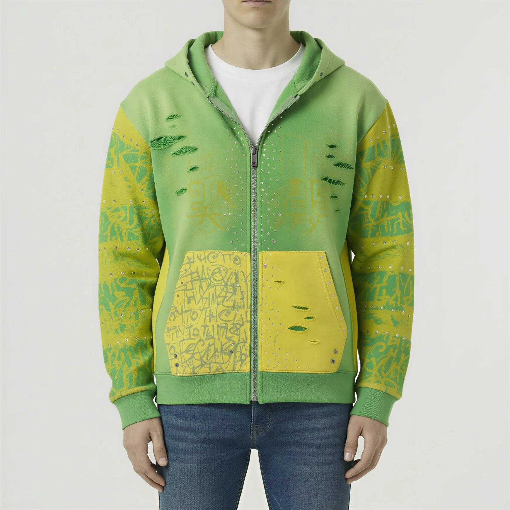 Red Poppy Graffiti Hoodie - Distressed