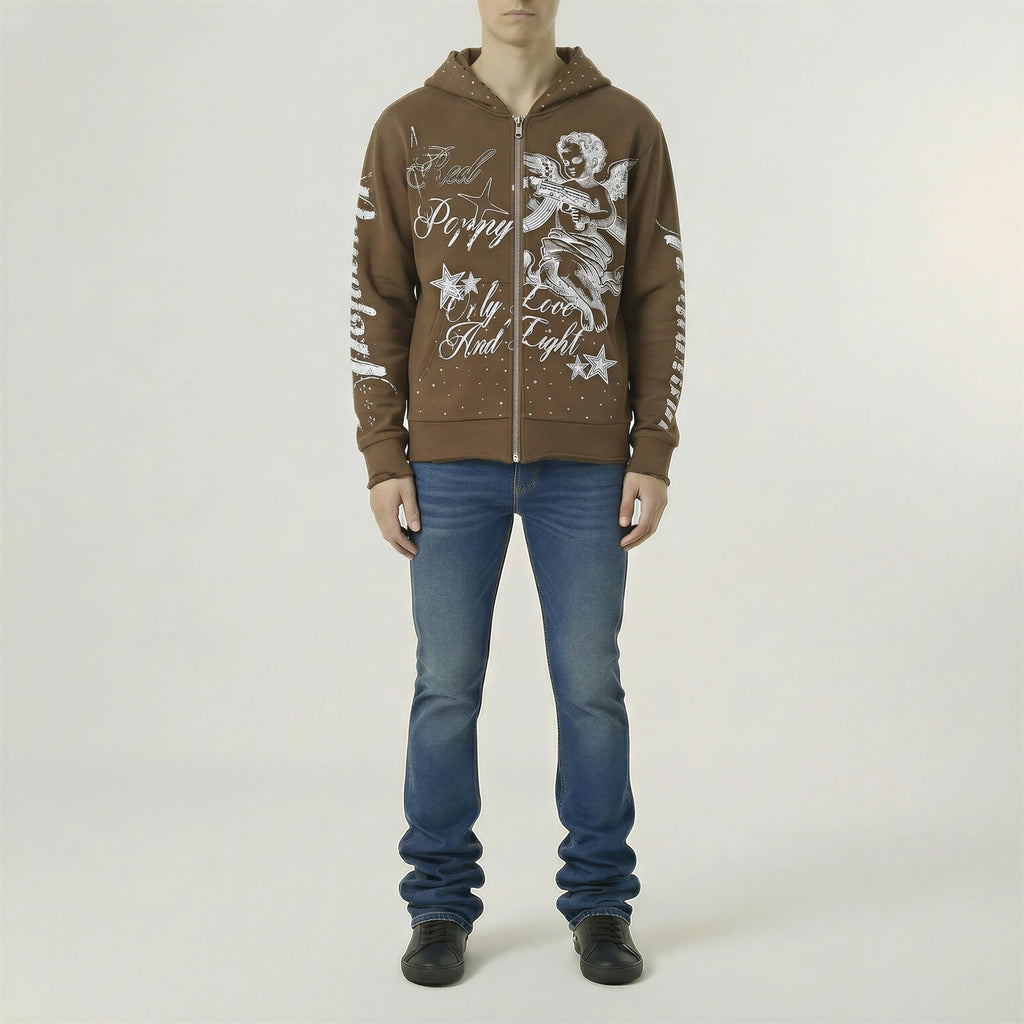 Red Poppy Angel Hoodie - Graphic